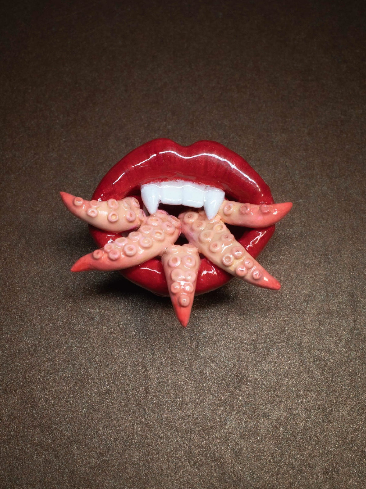 Crimson Lips Tentacle Pendant Necklace