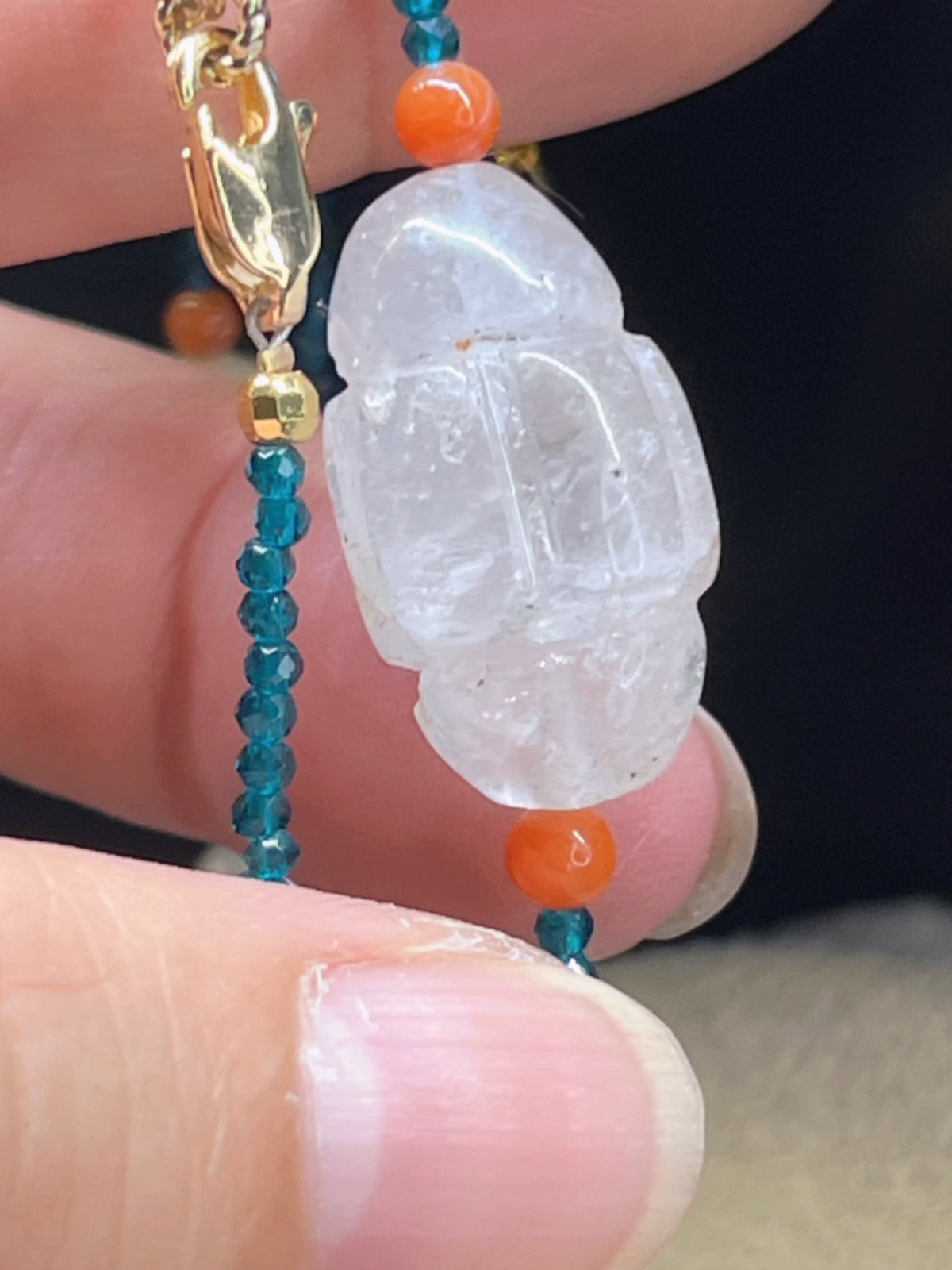 White Crystal Pearl Agate Necklace