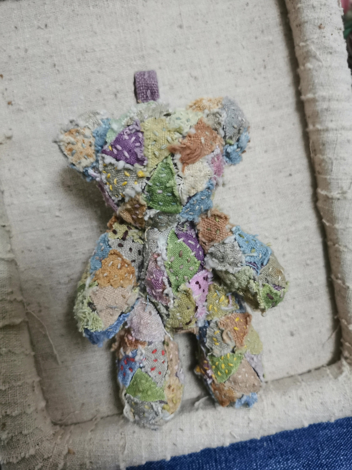 Ornement ourson en patchwork coton fait main