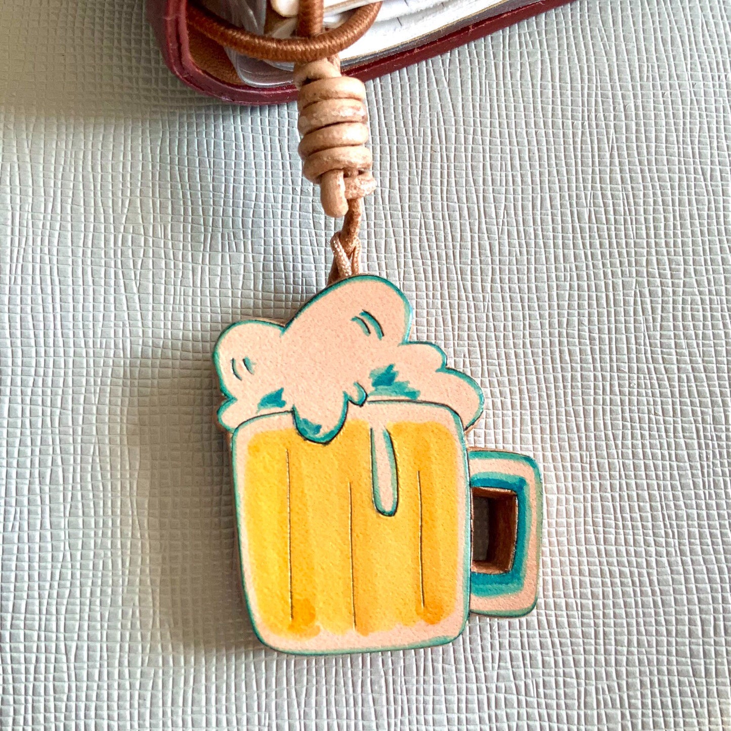 Set of 3 Hand-Painted Vegetable-Tanned Leather Charms