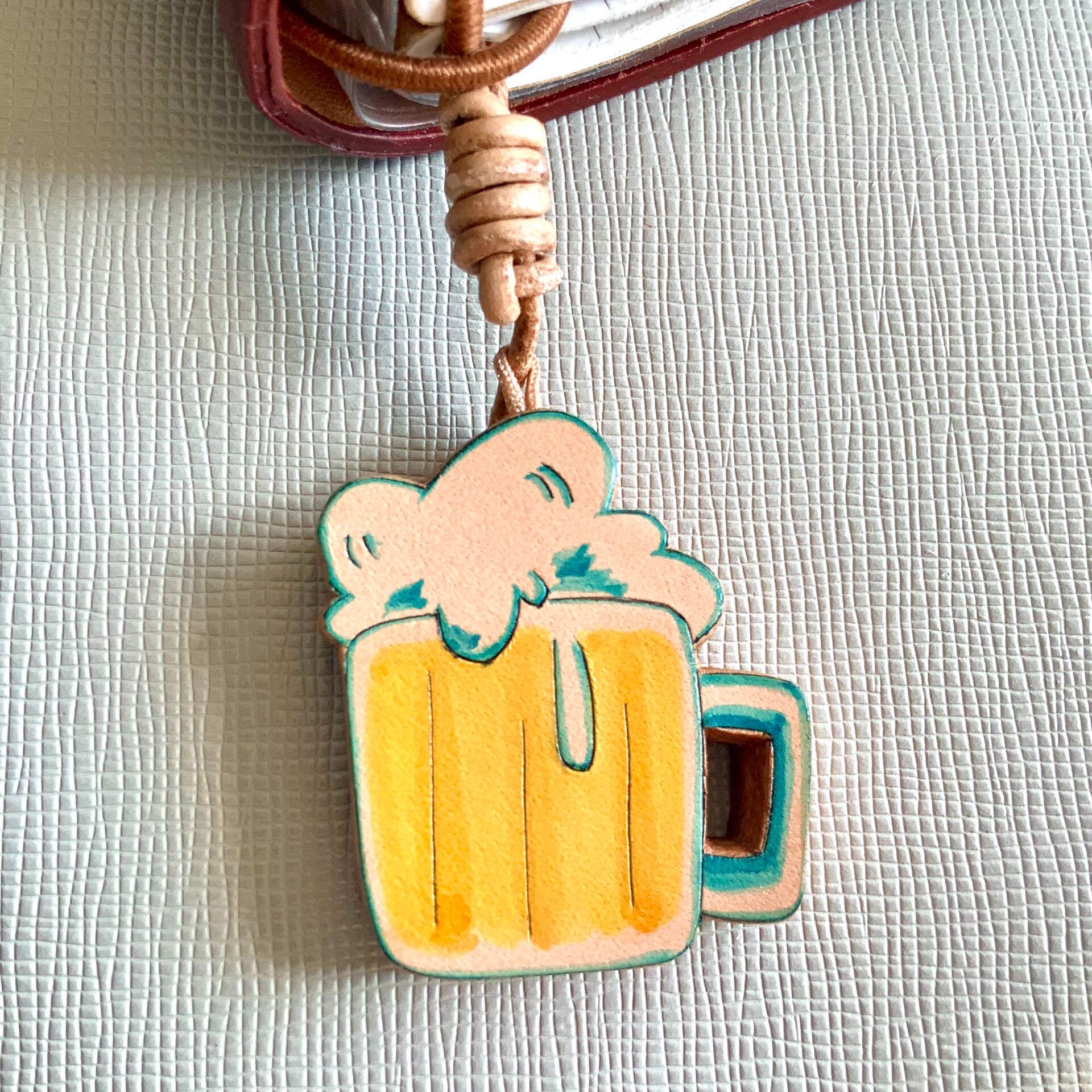 Set of 3 Hand-Painted Vegetable-Tanned Leather Charms