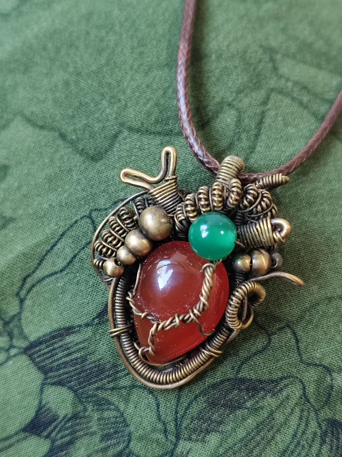 Wire Wrapped Heart Agate Pendant