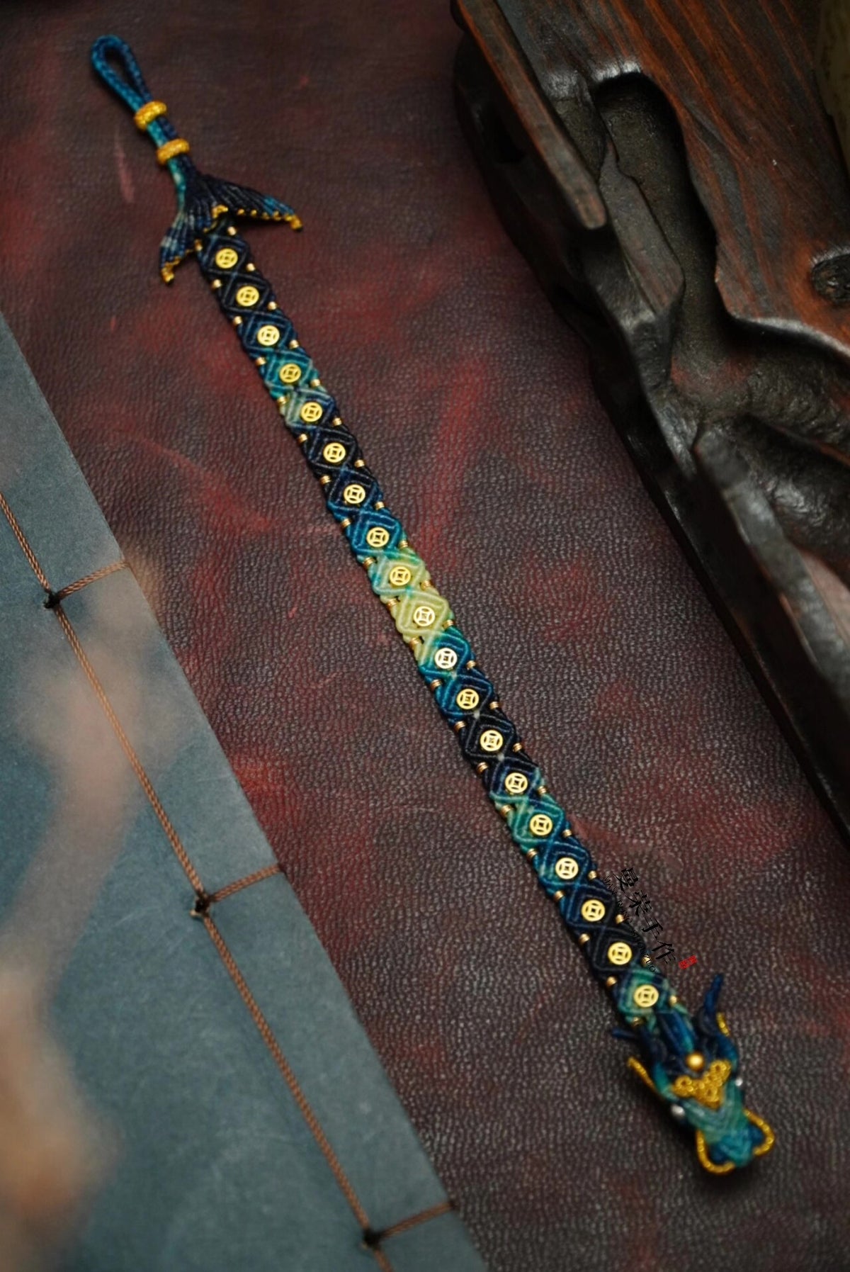 Blue Gradient Dragon Head Woven Cord Bracelet
