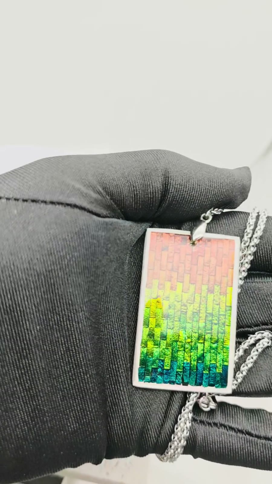Sterling Silver Jewel Beetle Mosaic Pendant Necklace