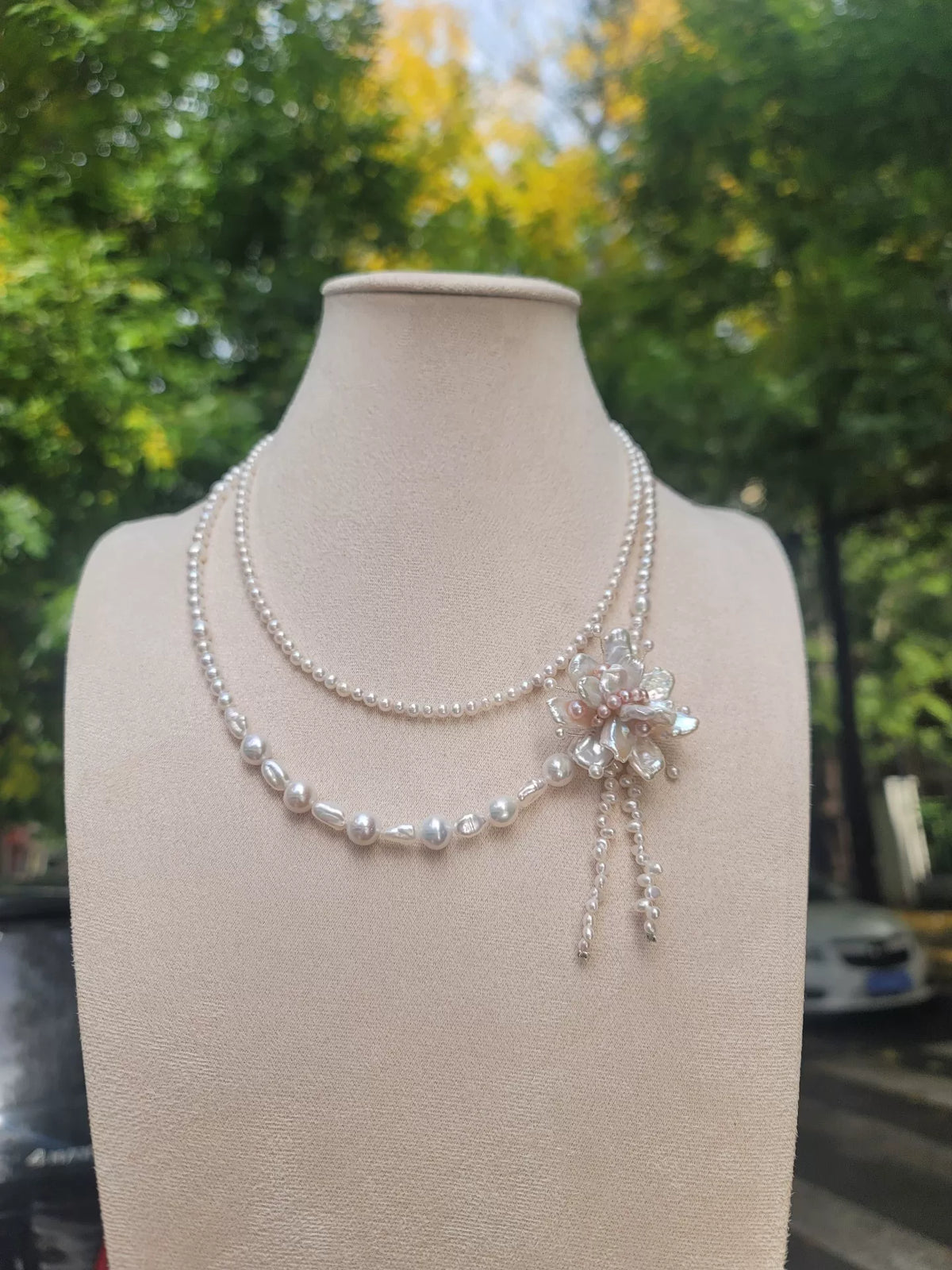 Natural Freshwater Pearl Double Layer Necklace