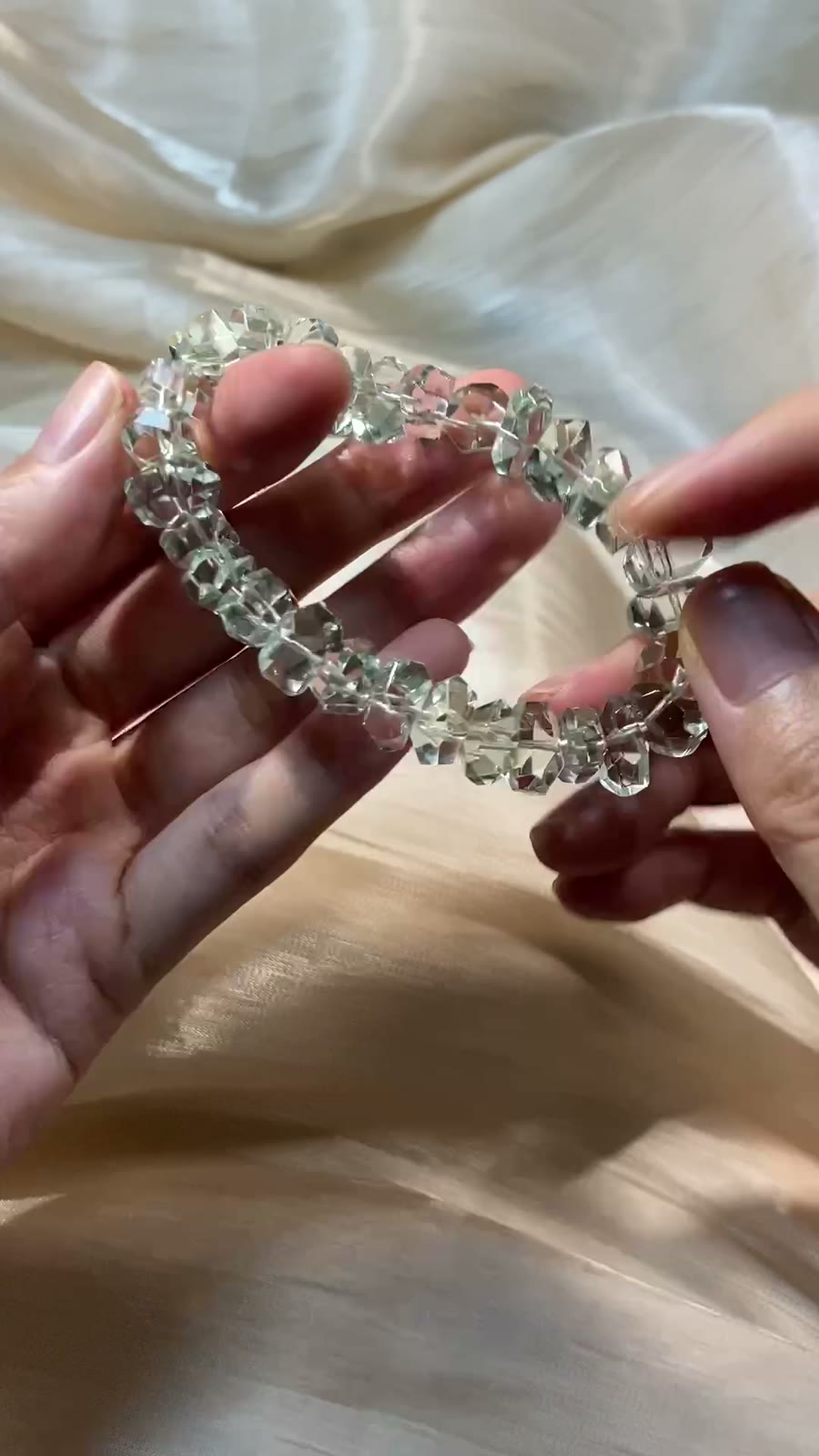 Natural Green Crystal Faceted Bead Bracelet