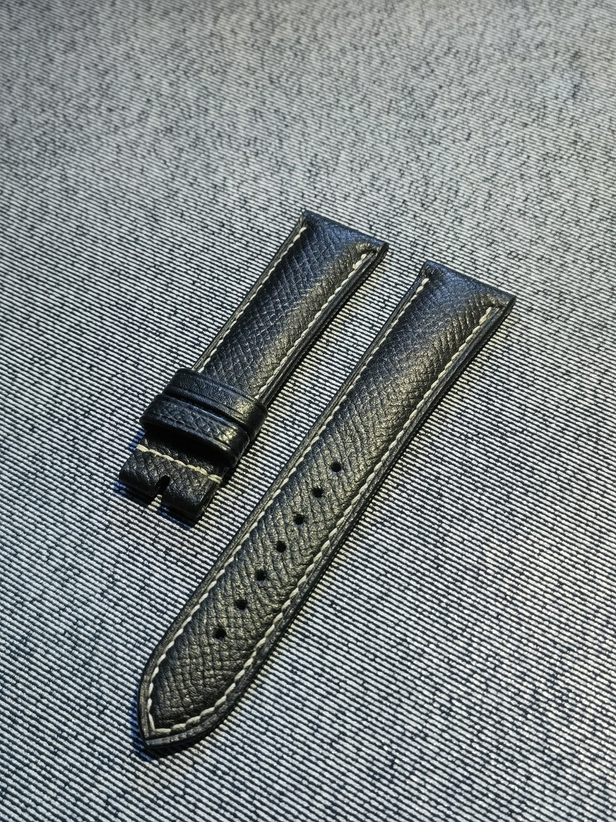 Black Palm Grain Leather Watch Strap