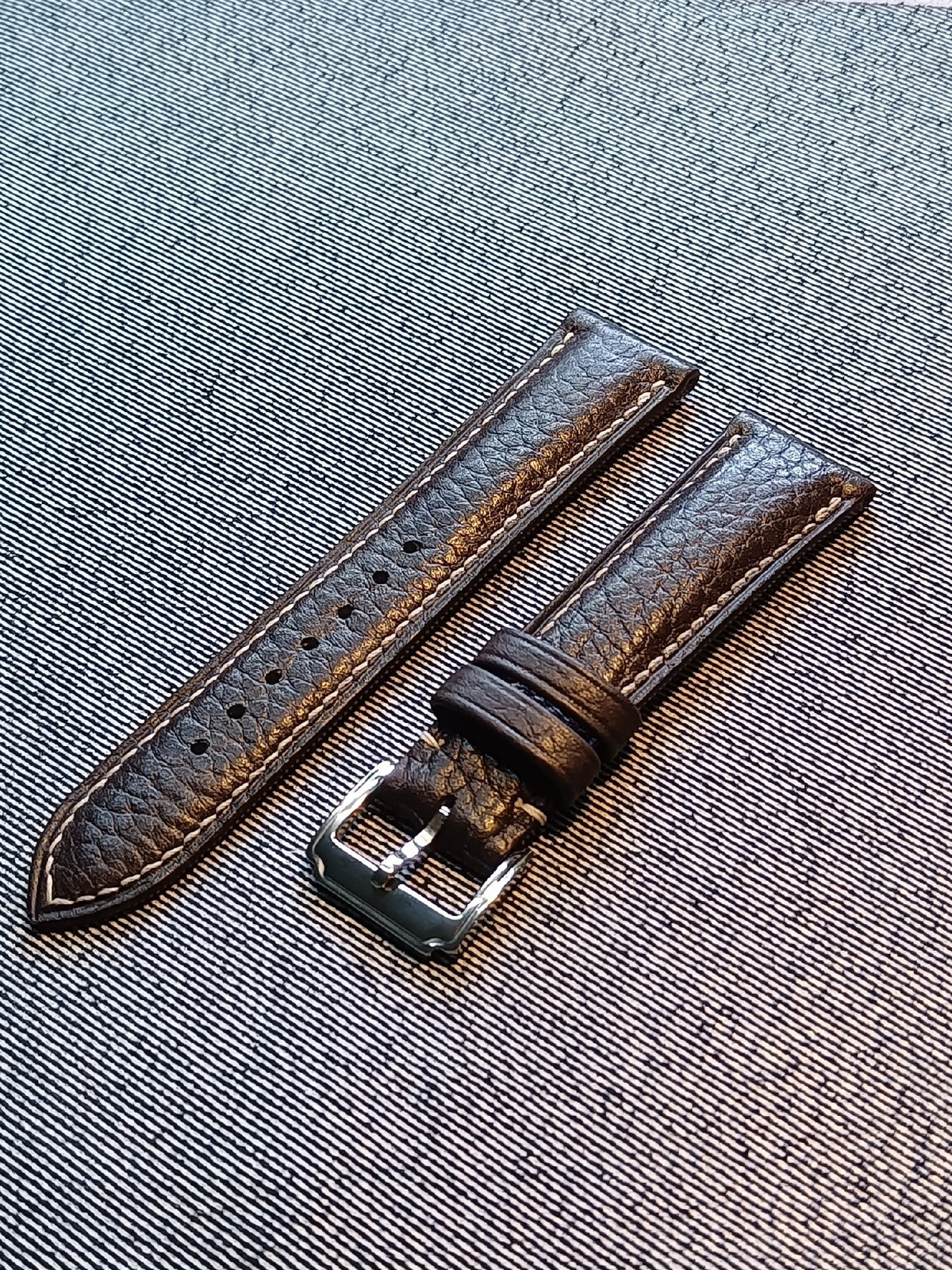 Deep Brown Lychee Grain Leather Watch Strap