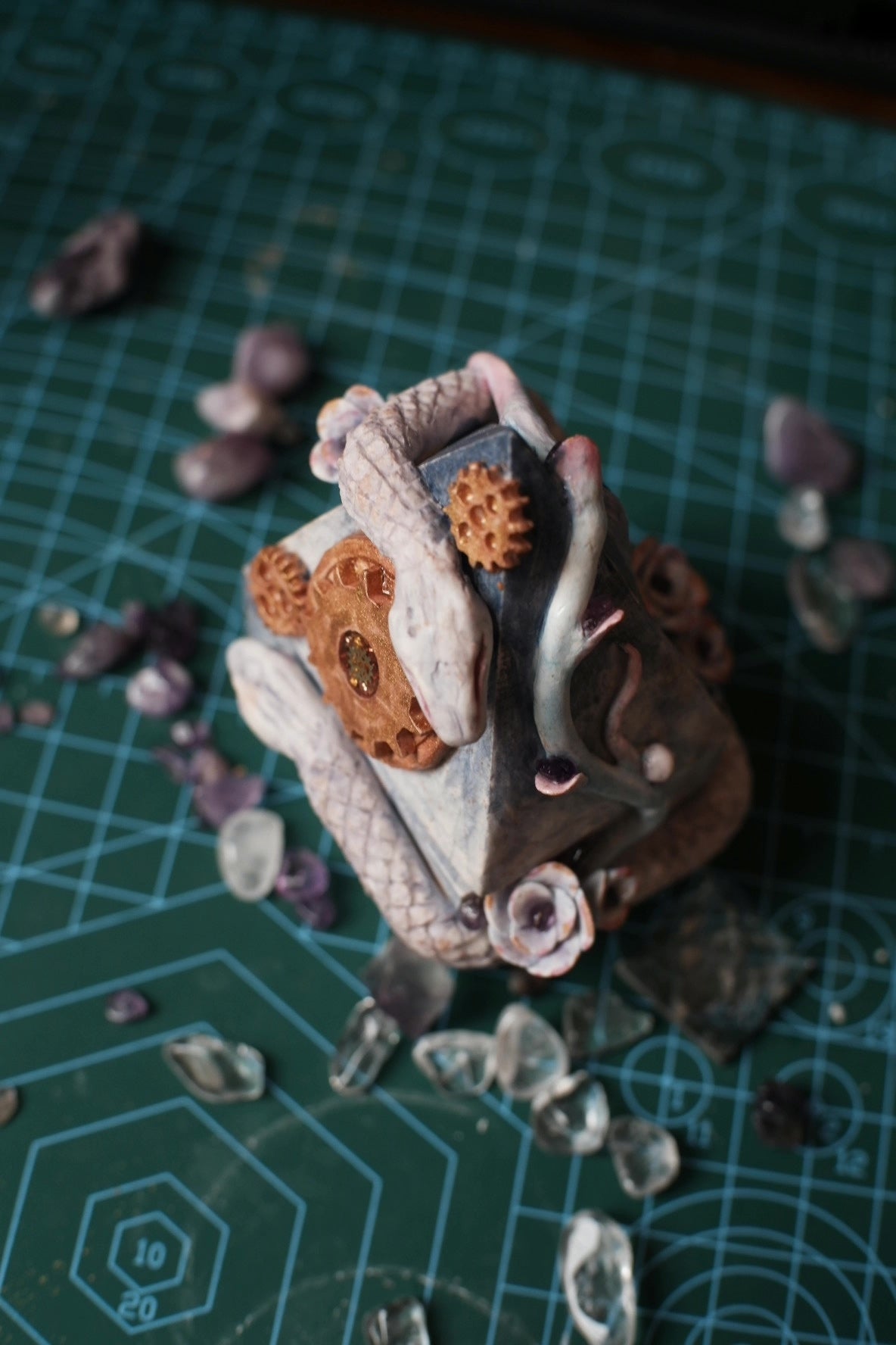 Wheel of Fortune Ring Box with Snake Sculpture