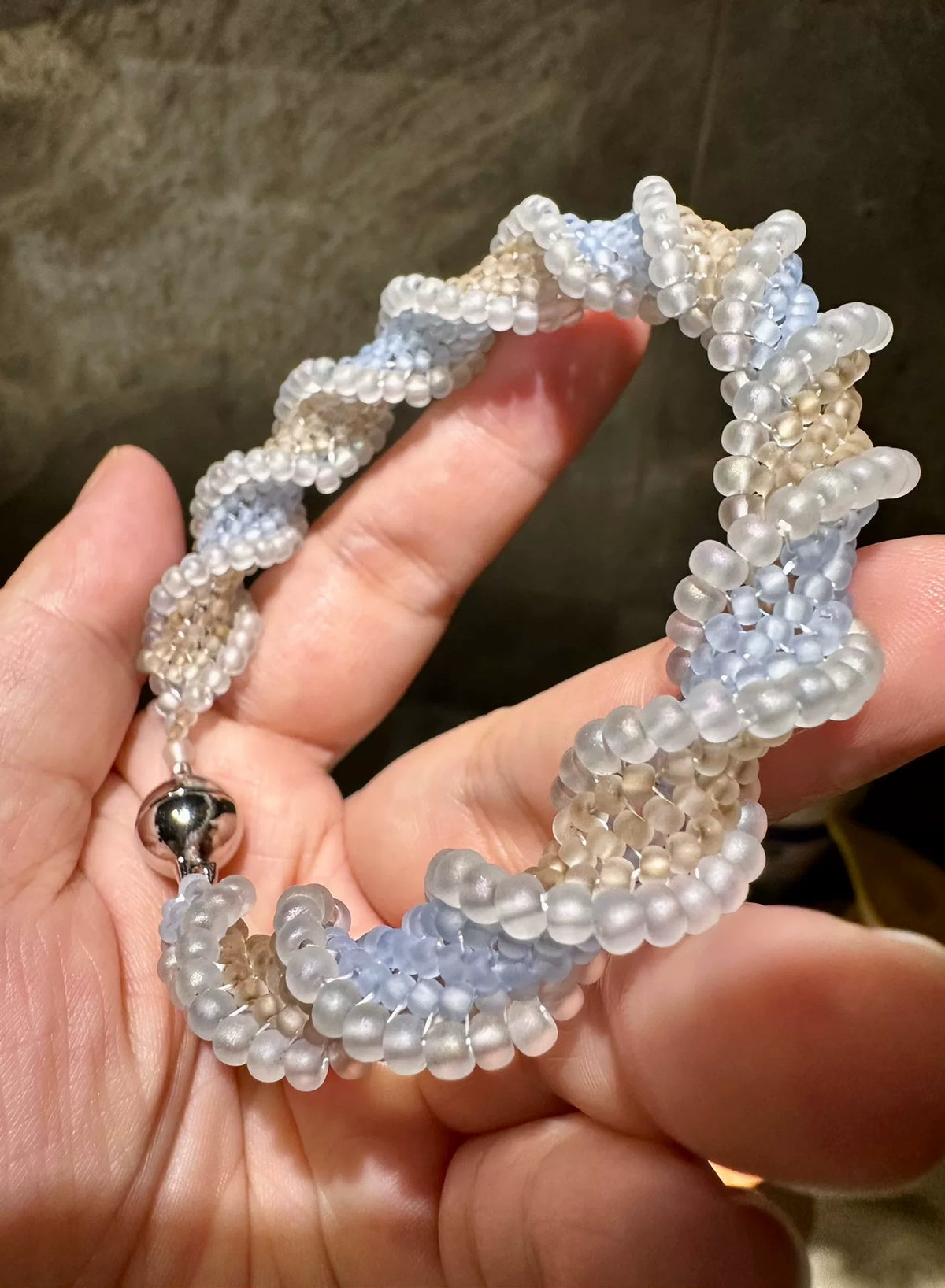 Frosted Toho Seed Bead Spiral Bangle