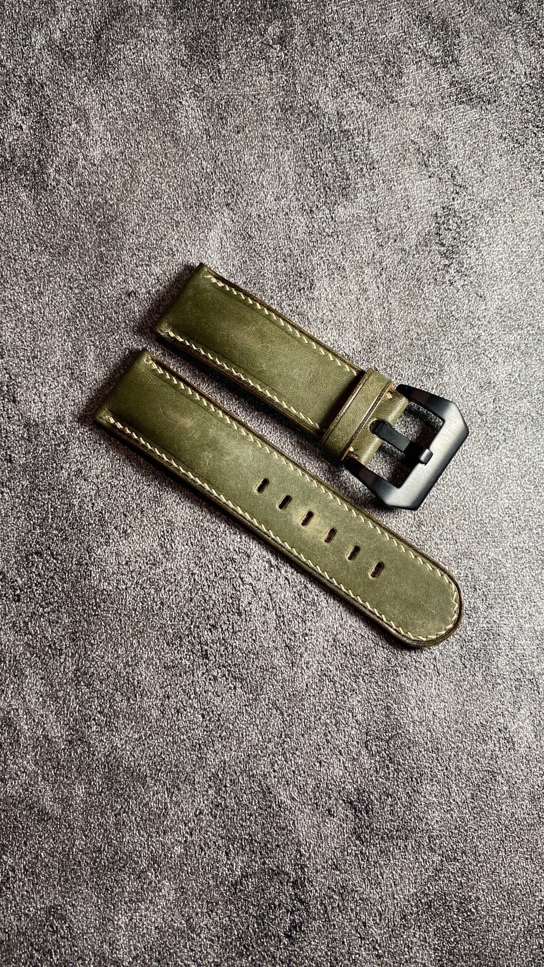 Handcrafted Olive Leather Watch Strap