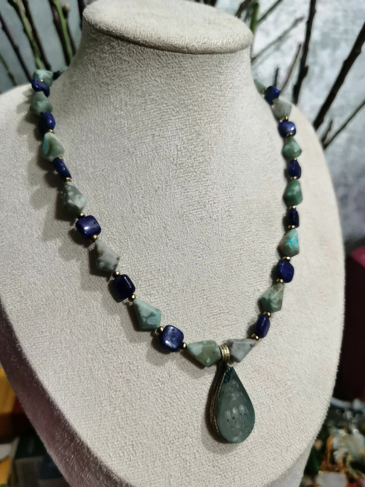 Sassanian Seal Pendant Natural Stone Necklace