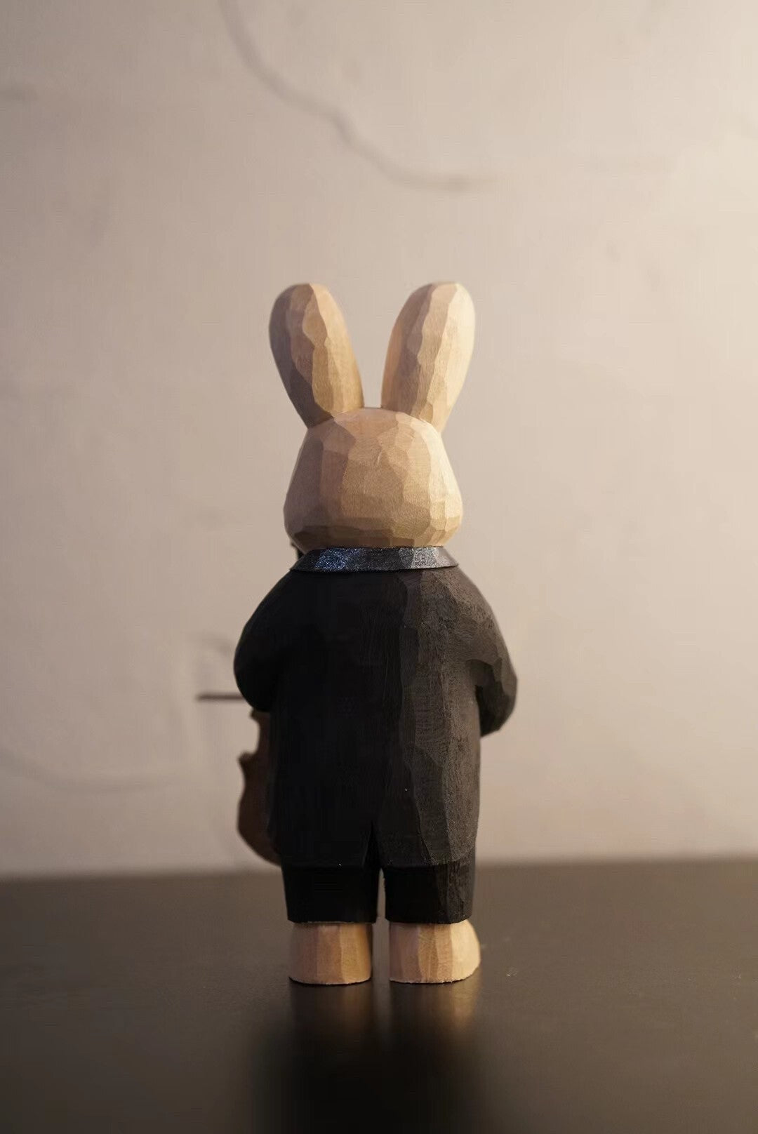 Hand-Carved Basswood Rabbit Cello Sculpture