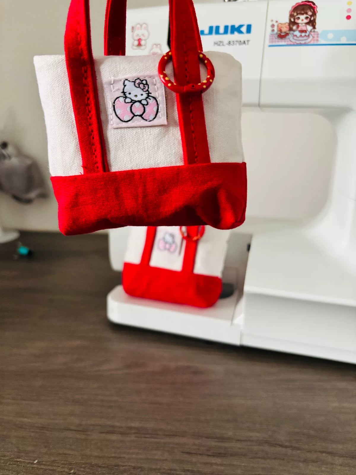 Mini Canvas Tote Bag Charm Hello Kitty