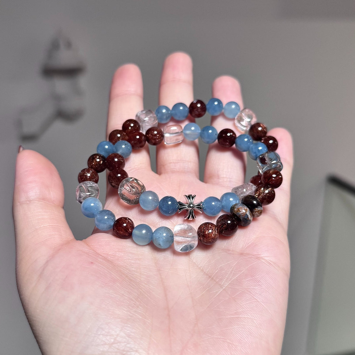 Double Loop Crystal Bracelet 8mm Beads