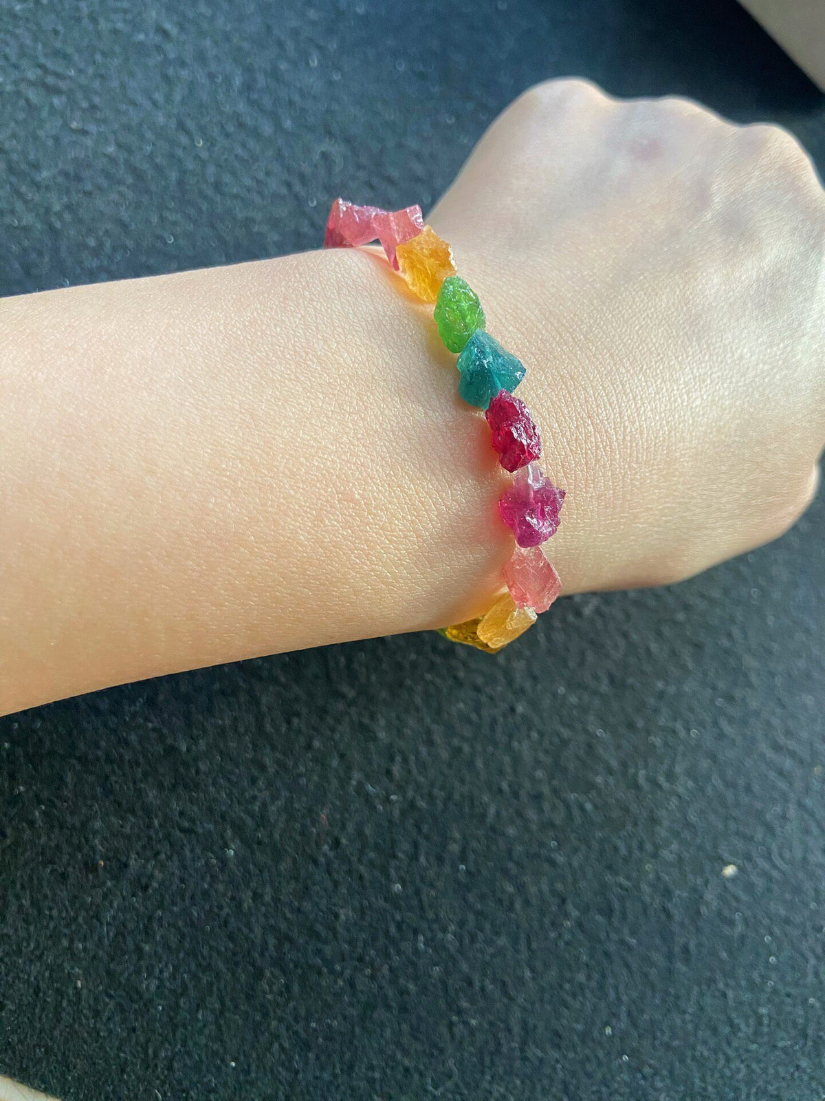 Raw Tourmaline Rainbow Bracelet