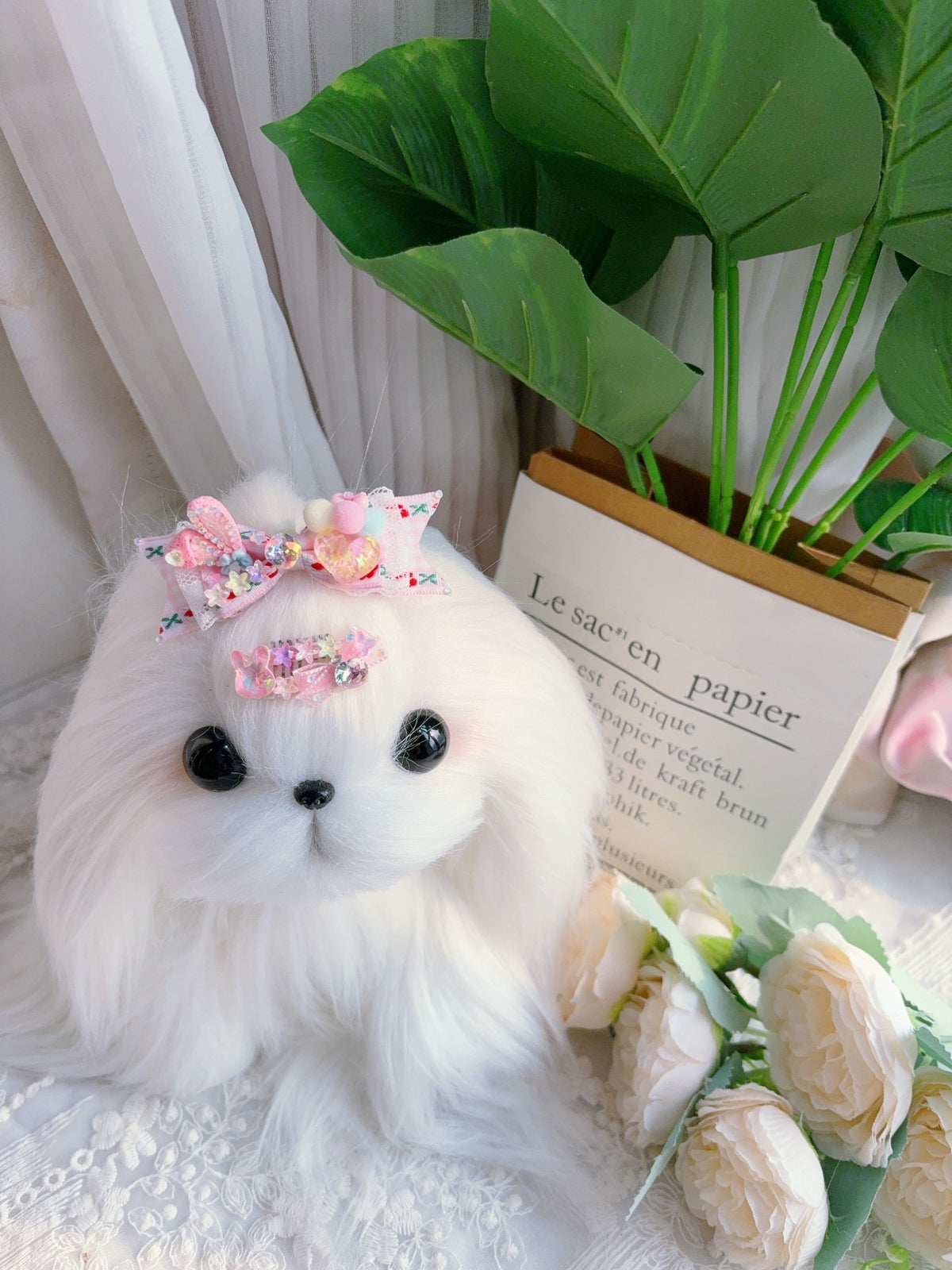 Handmade Pink Pet Hair Clip Set