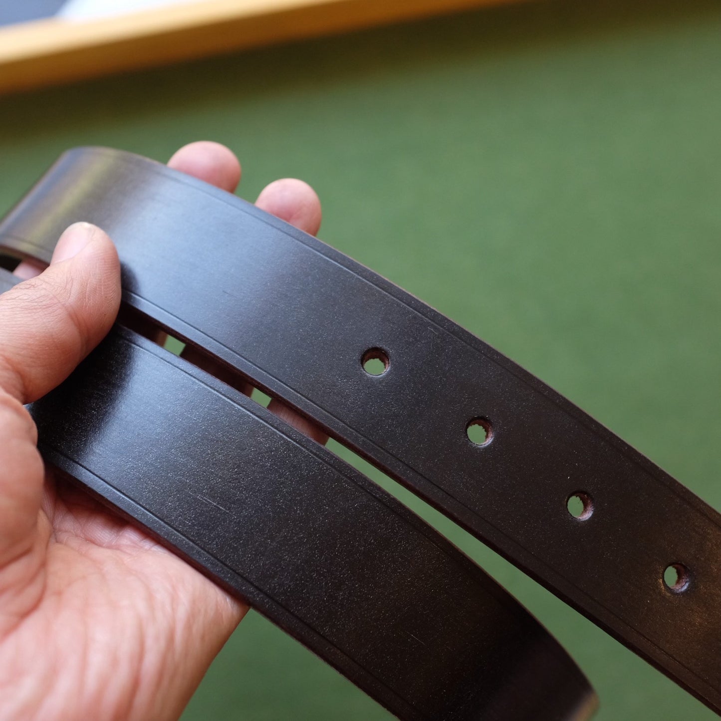Dark Brown Leather Belt with Silver Buckle