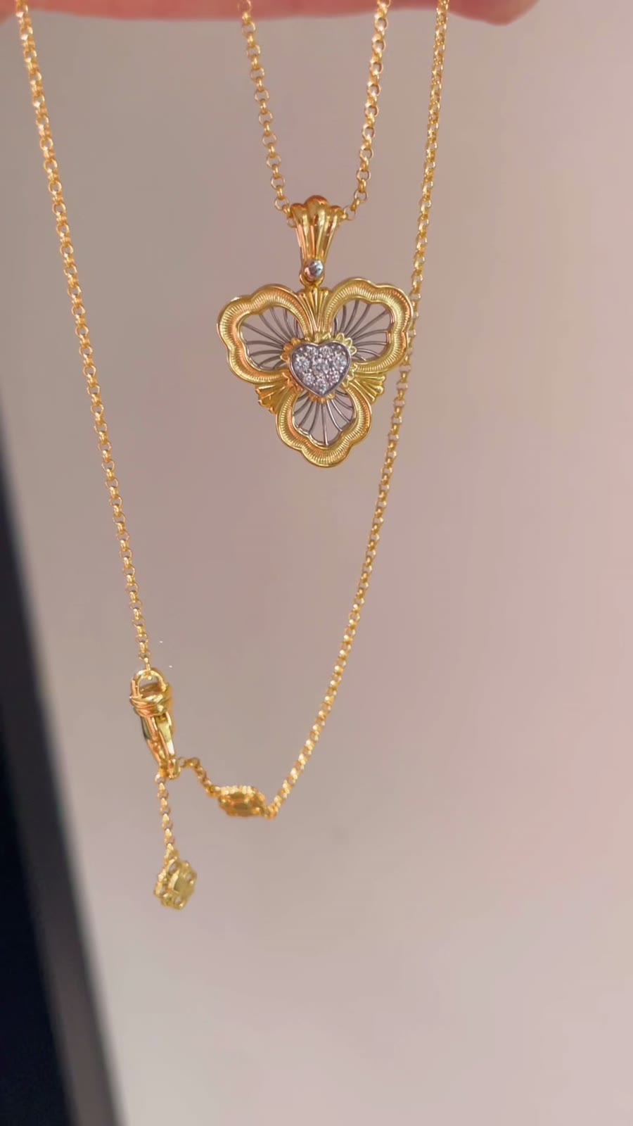 Sterling Silver Clover Necklace Openwork Design