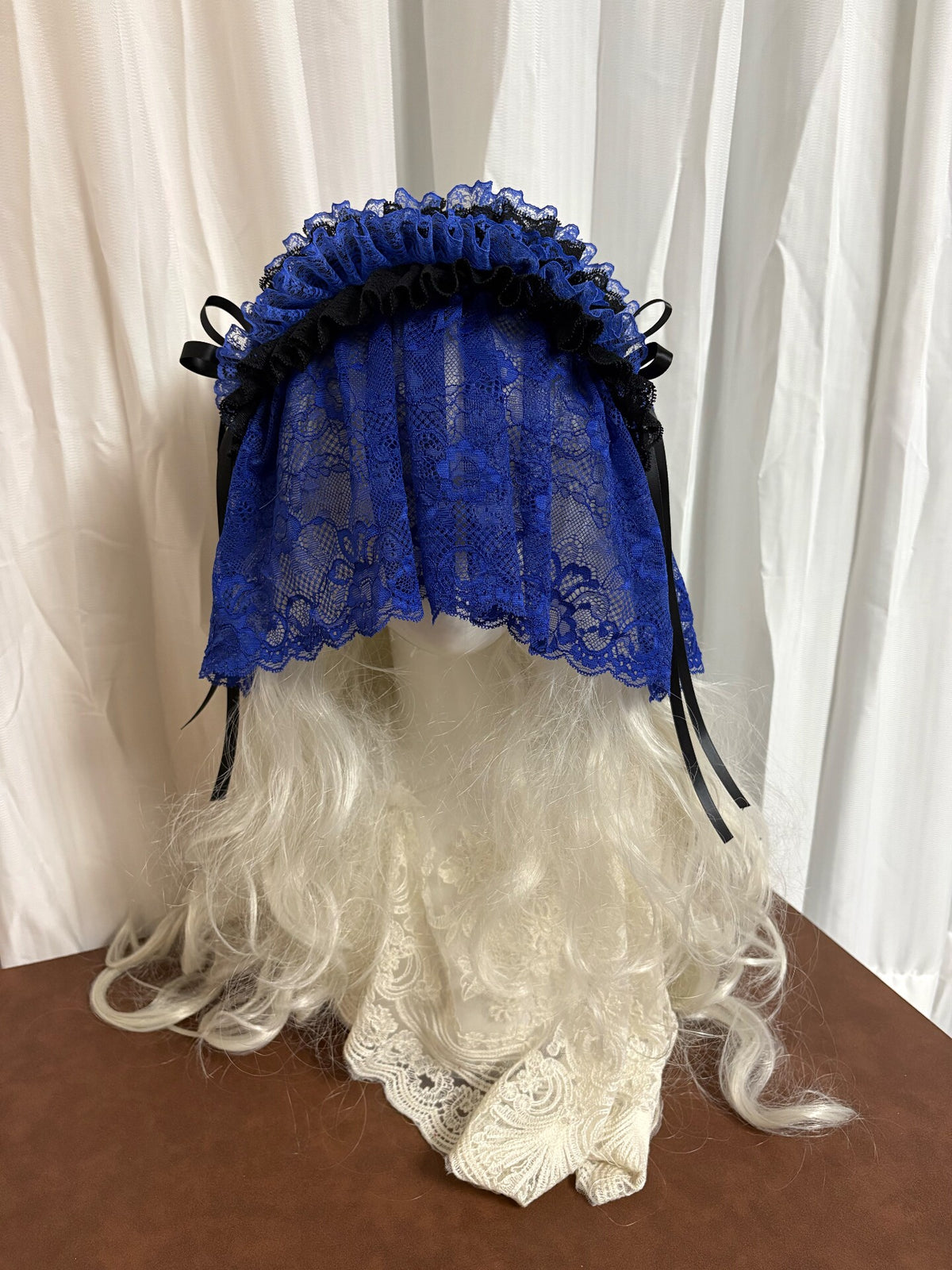 Gothic Lolita Blue Black Lace Headpiece