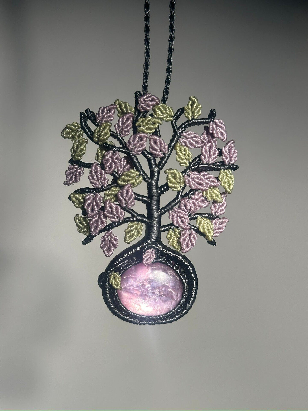 Purple Lepidolite Tree of Life Macrame