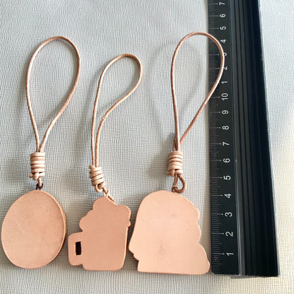 Set of 3 Hand-Painted Vegetable-Tanned Leather Charms