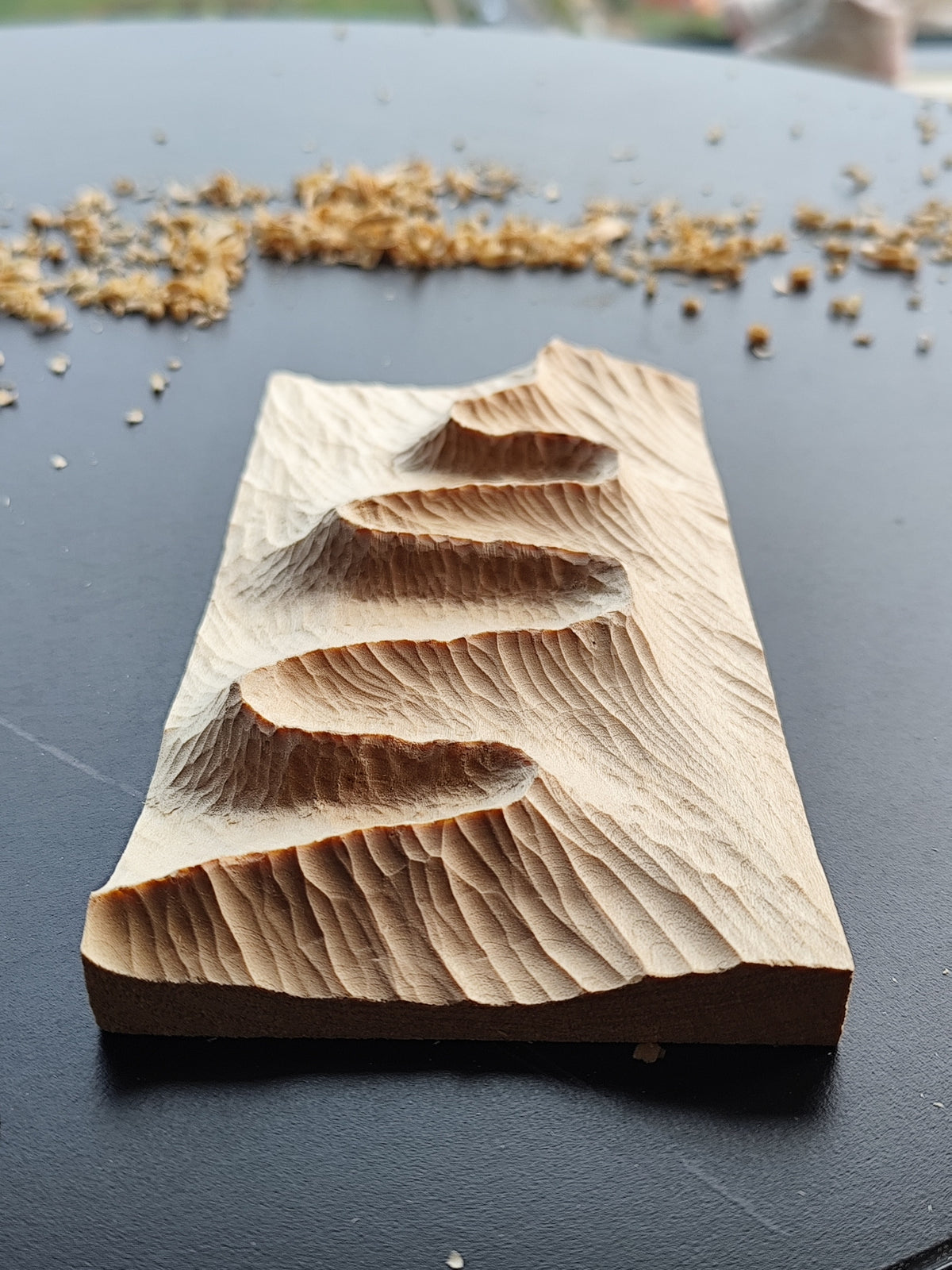 Linden Wood Mountain Range Relief Sculpture