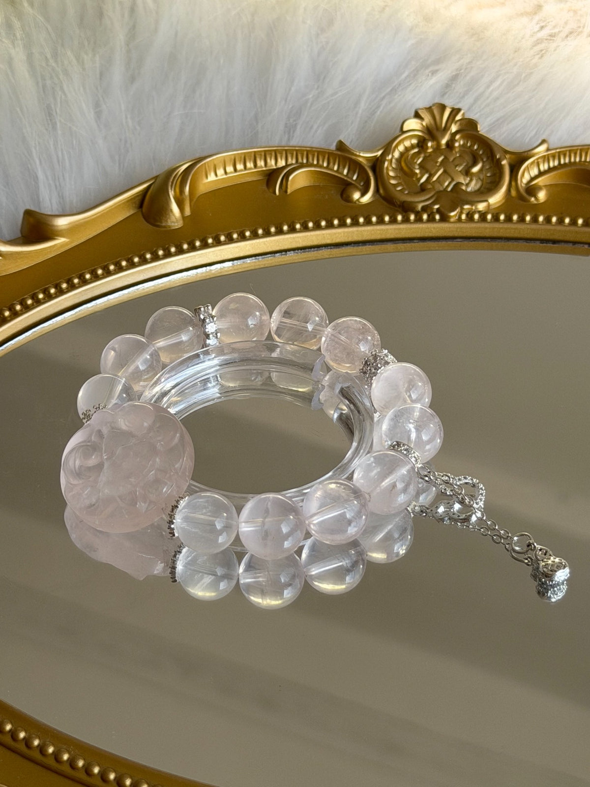 ピンククォーツ フォックスチャーム ブレスレット 13mm