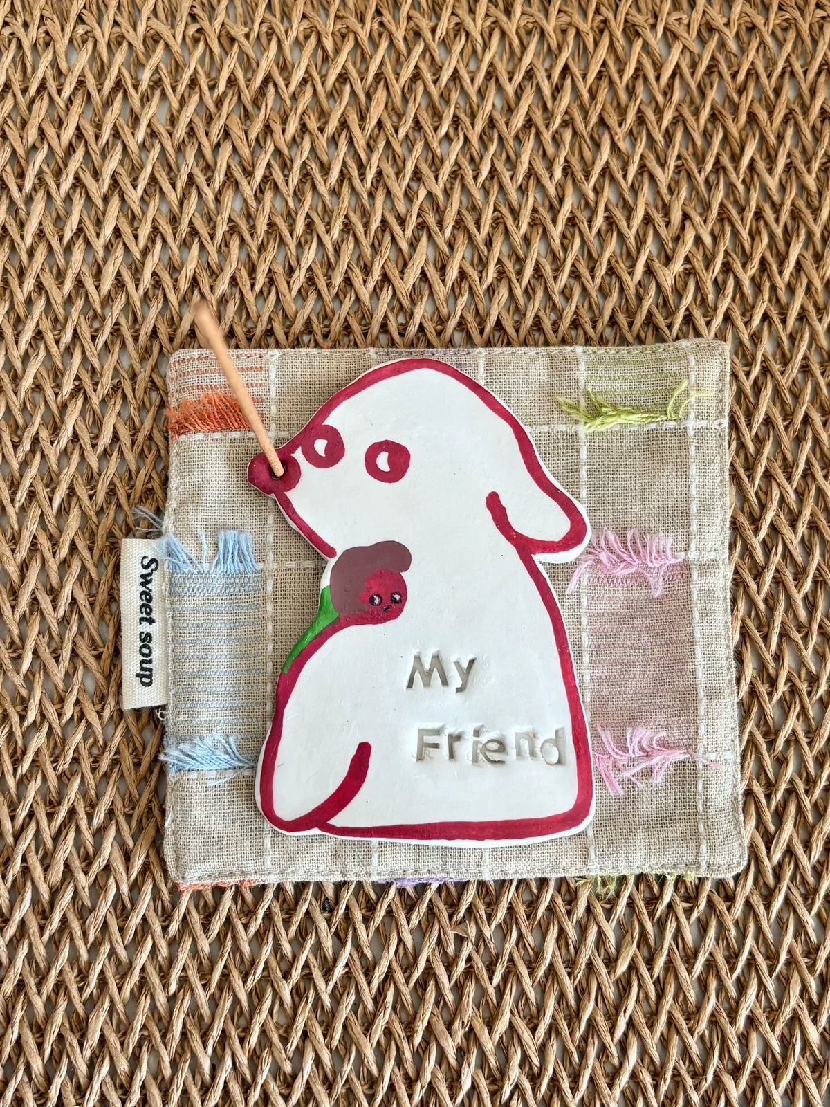 Square Fabric Patch My Friend Cartoon Design