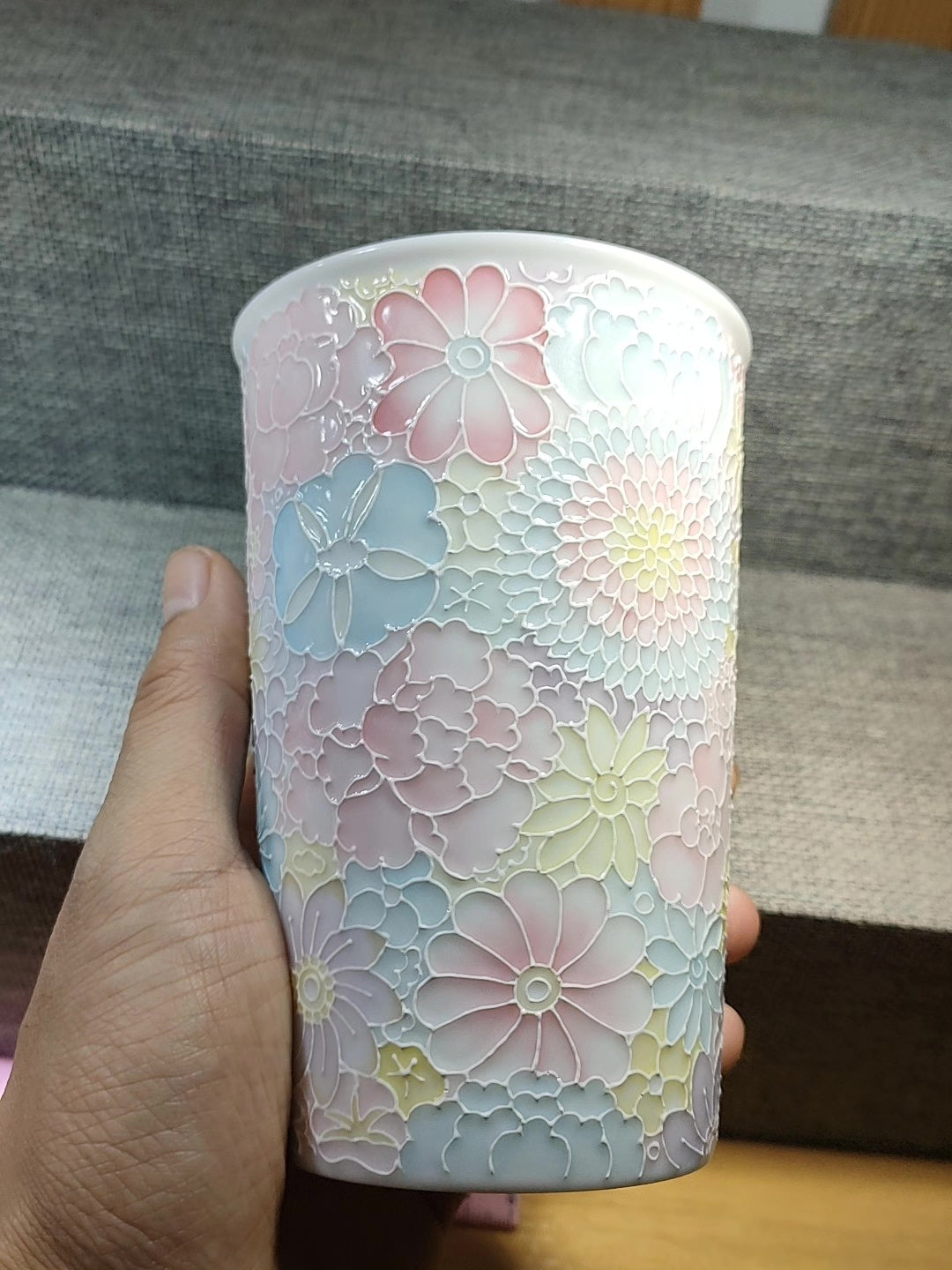 Jingdezhen Hand Painted Floral Porcelain Tall Mug
