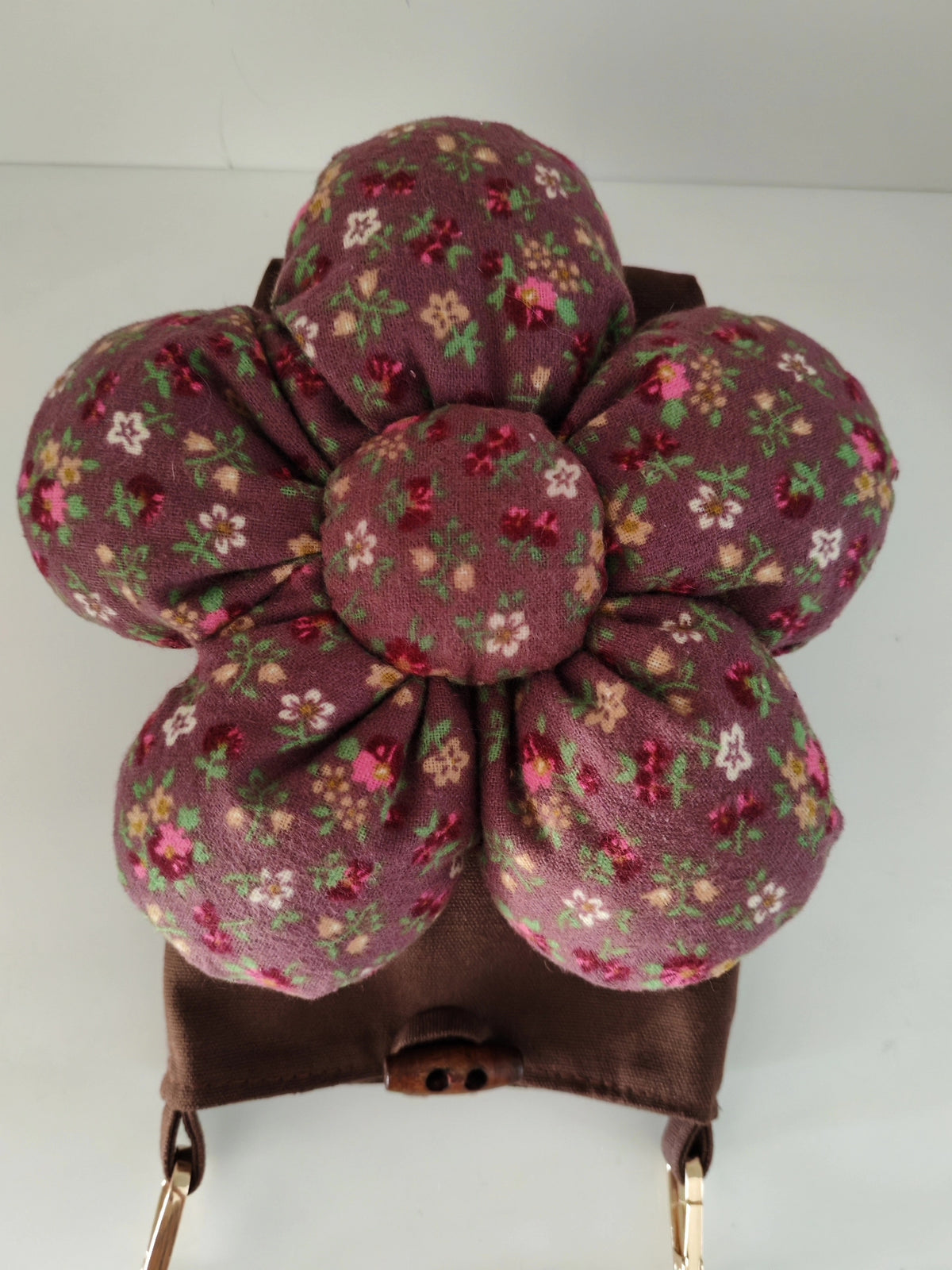 Handgakte katoenen crossbody telefoentas met 3D bloem