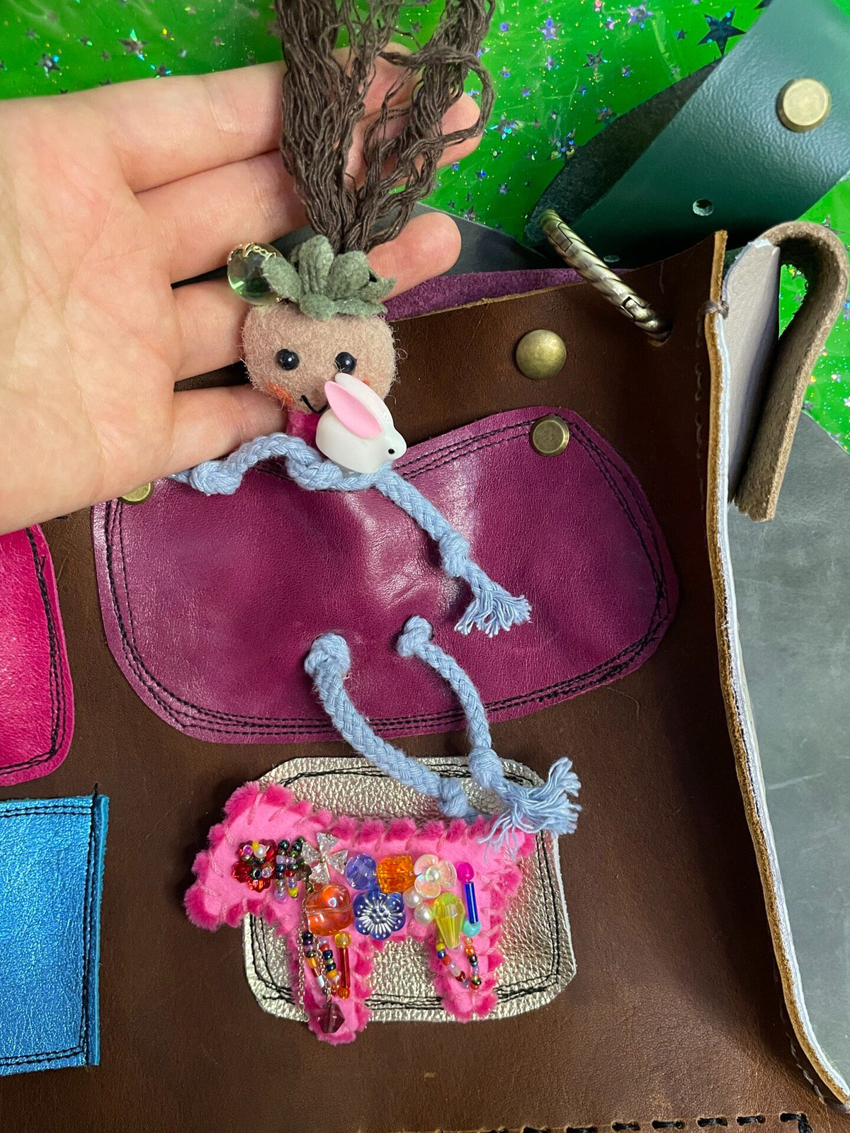 Genuine Leather Cartoon Crossbody Bag
