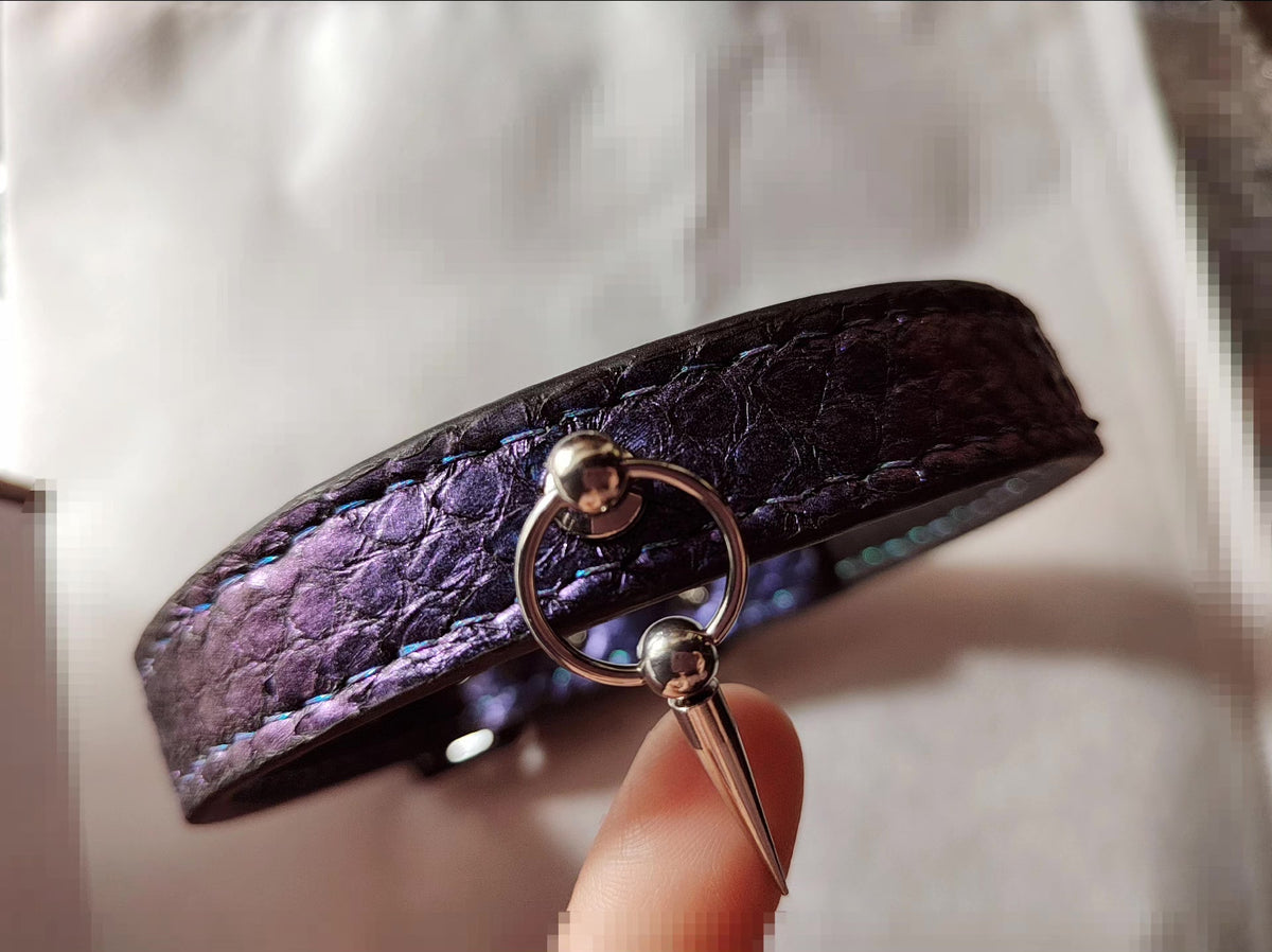 Blue Purple Gradient Snake Skin Pet Collar