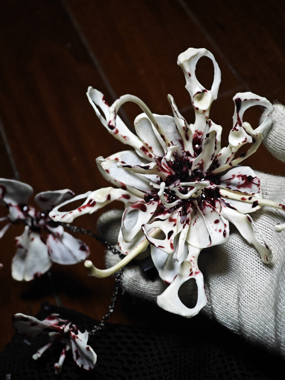 Cthulhu Skeletal Flower Bone Hair Clip