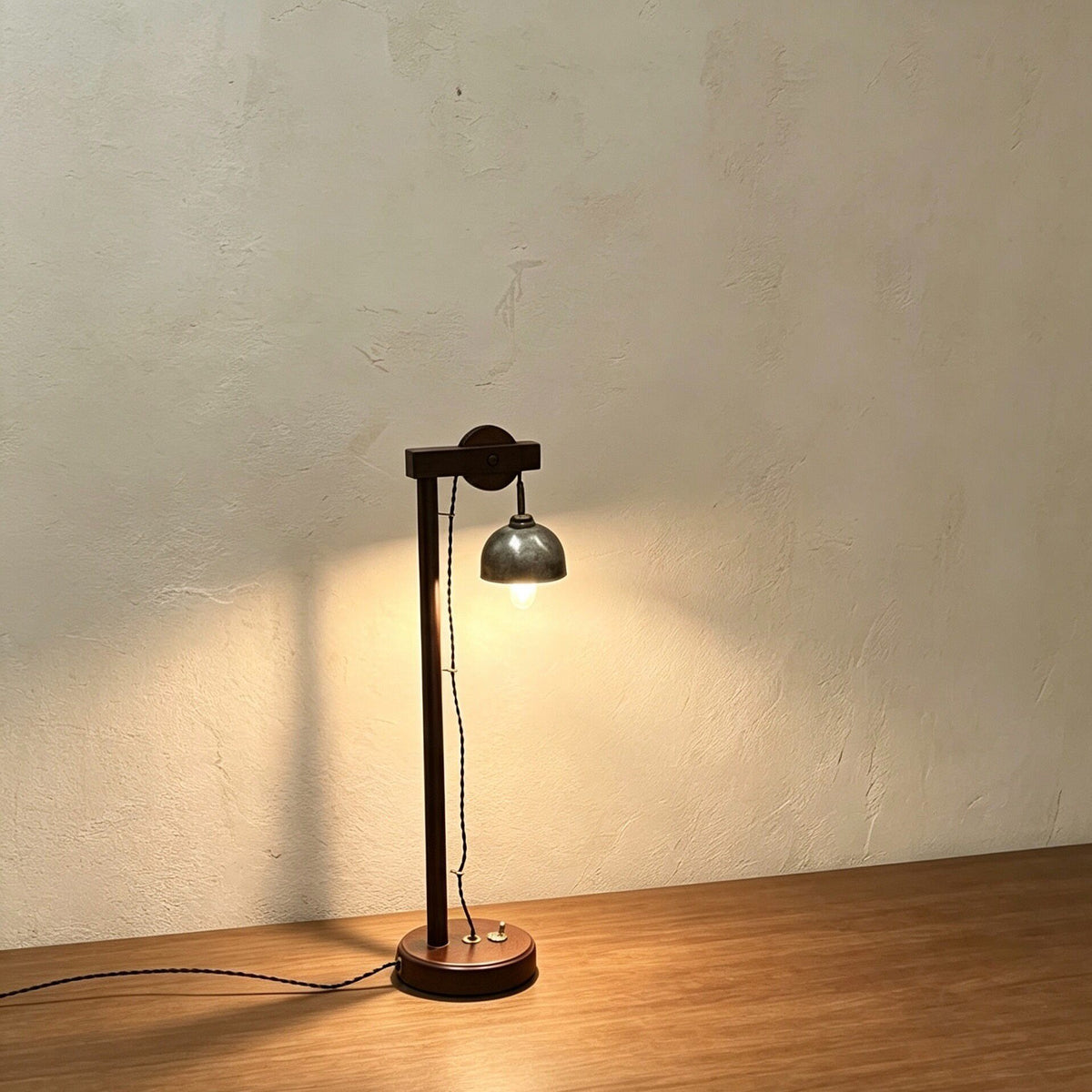 Vintage Solid Wood Table Lamp Industrial Design