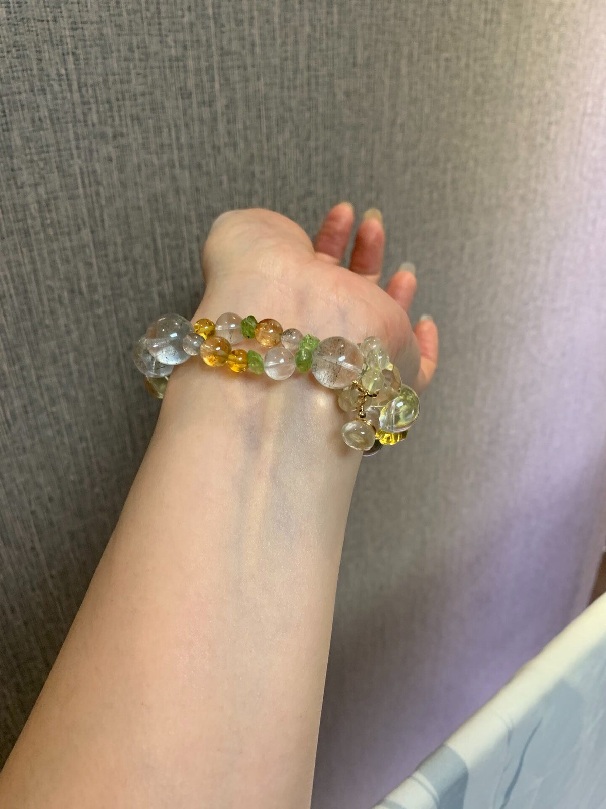 Citrine Green Phantom Quartz Bracelet Silver Filigree