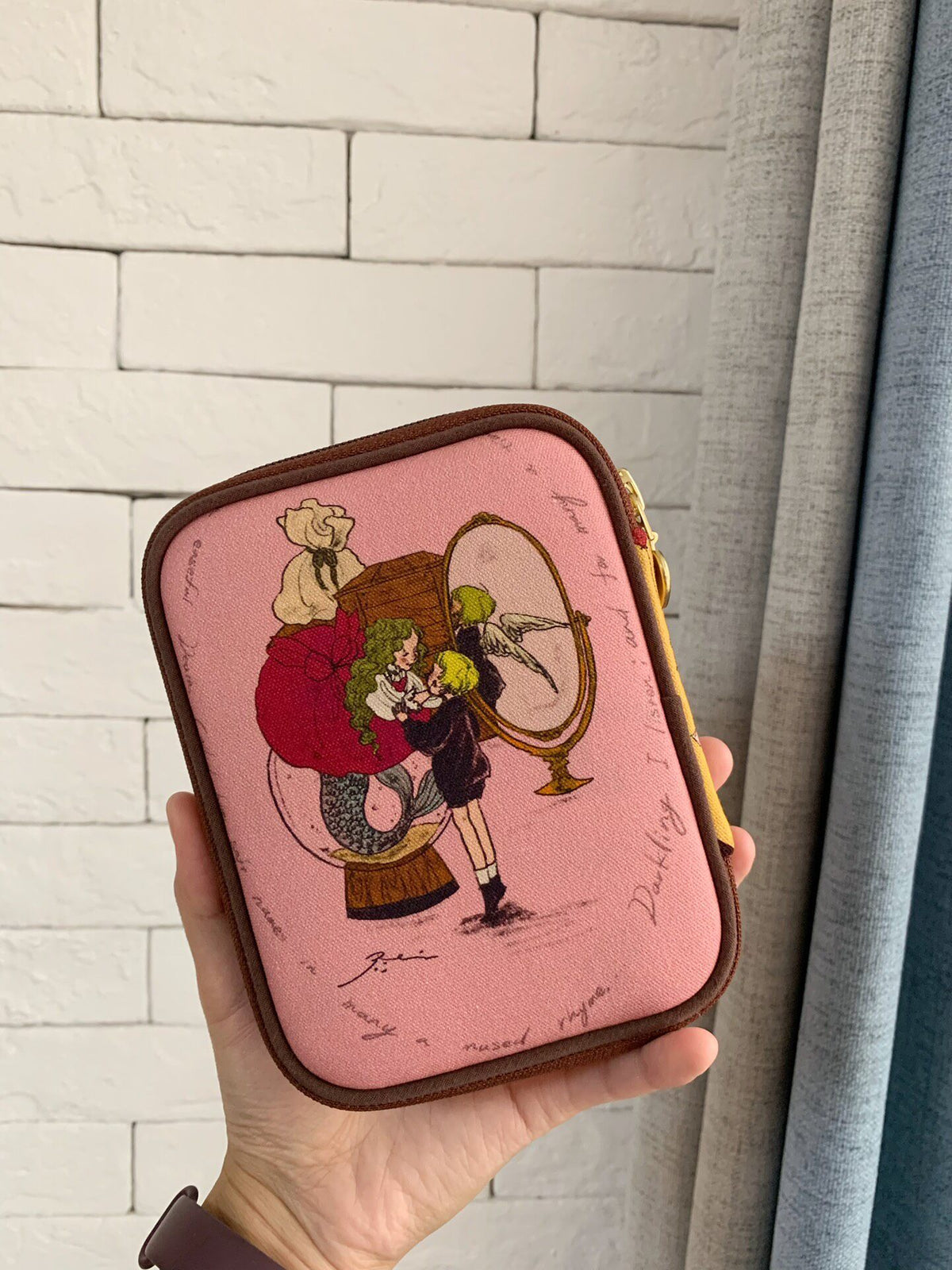 Zippered Organizer Pouch with Illustrated Panels