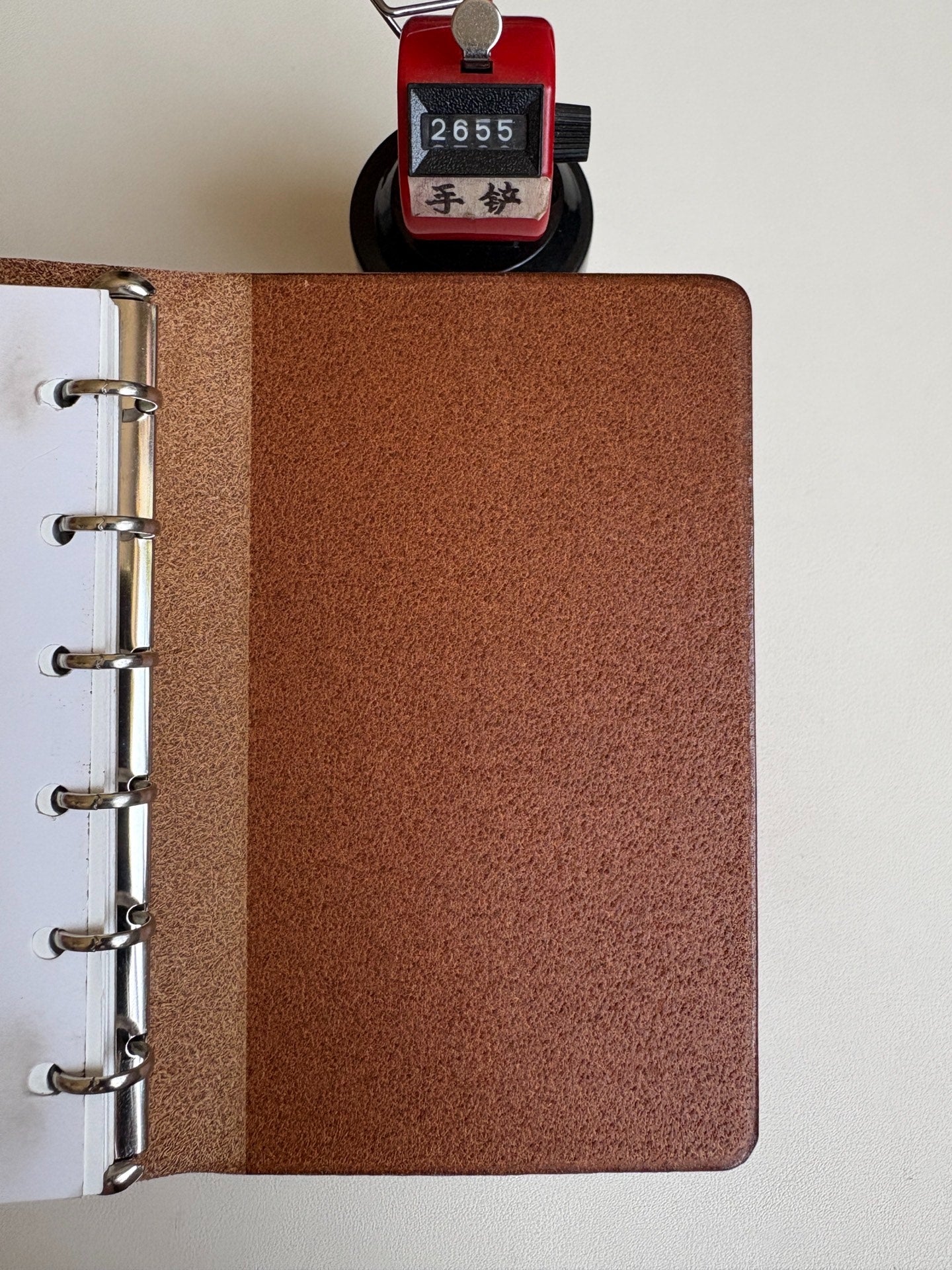 A7 Buttero Leather Ring-Bound Notebook Cover with Steel Back Plate