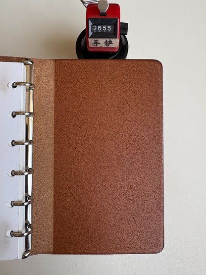 A7 Buttero Leather Ring-Bound Notebook Cover with Steel Back Plate