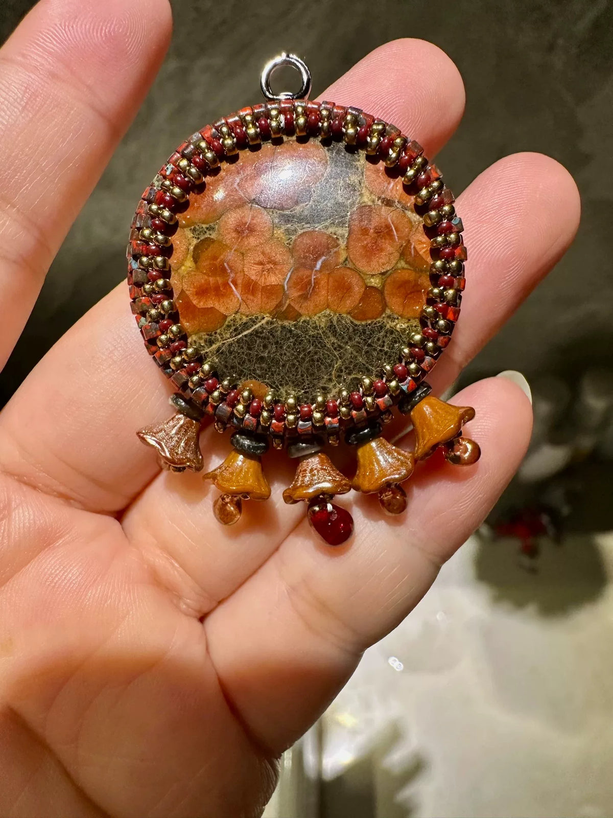 Mexican Peanut Obsidian Pendant Necklace Set