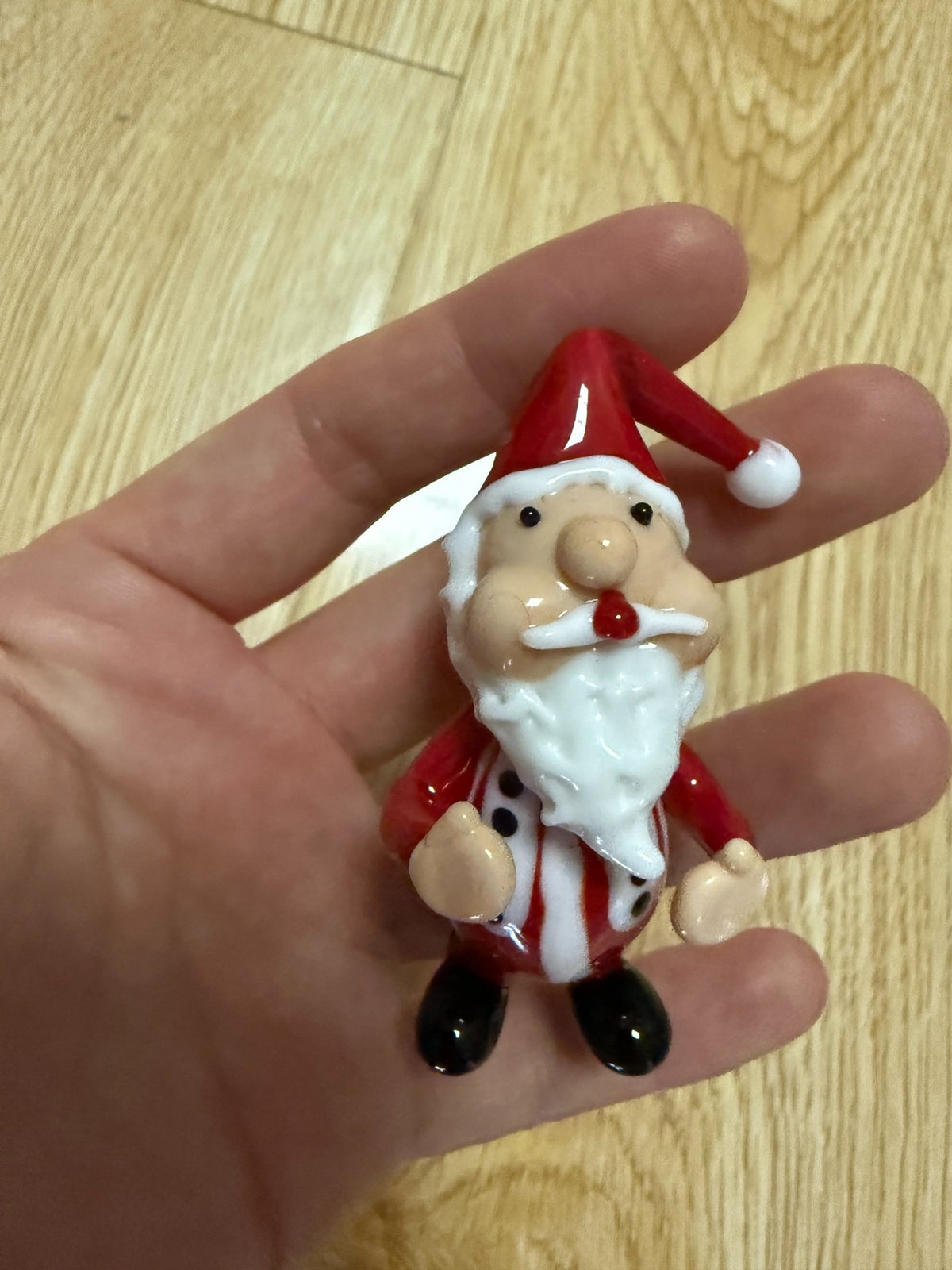 Figura de Pai Noel em Vidro Feita à Mão 7cm