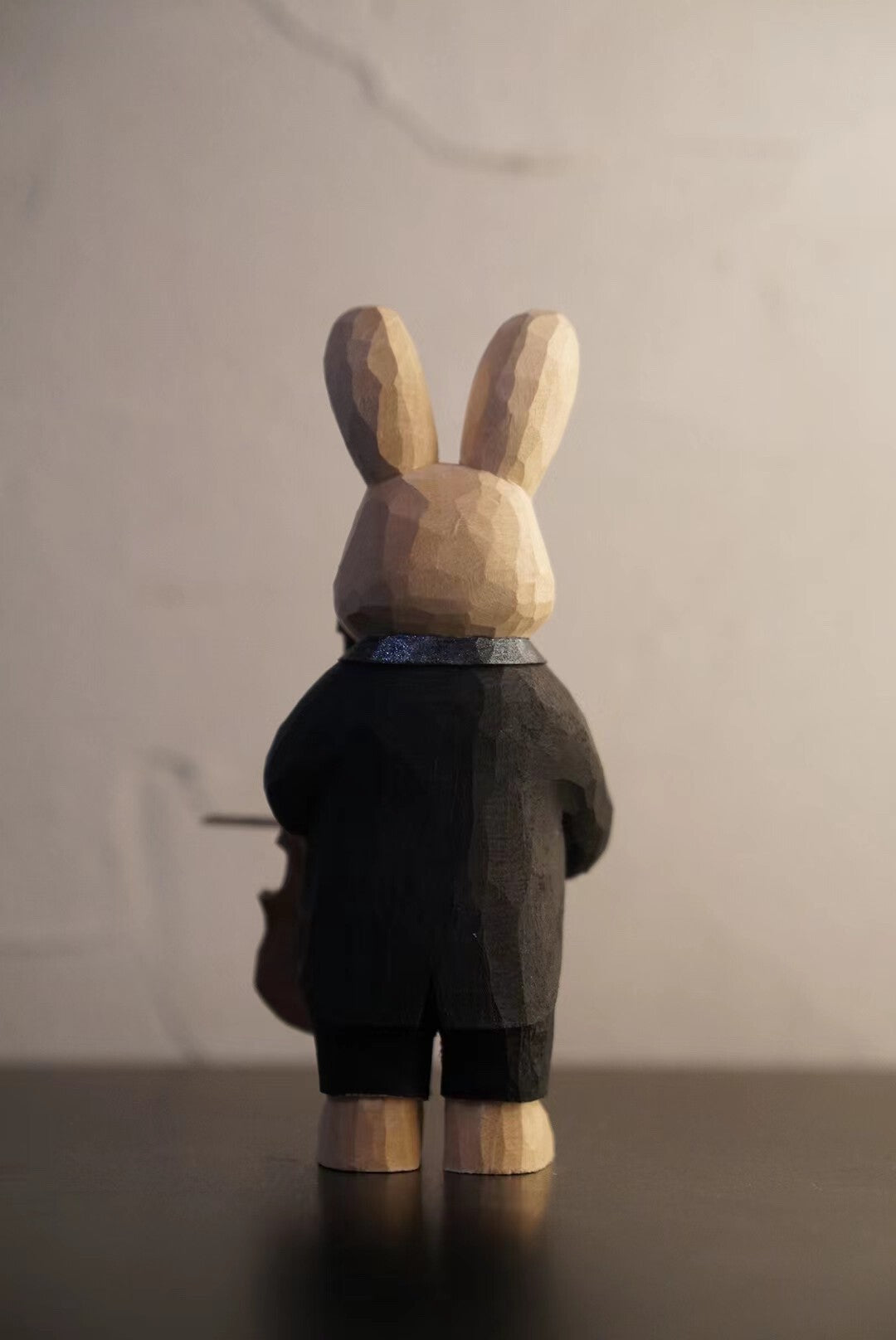 Hand-Carved Basswood Rabbit Cello Sculpture