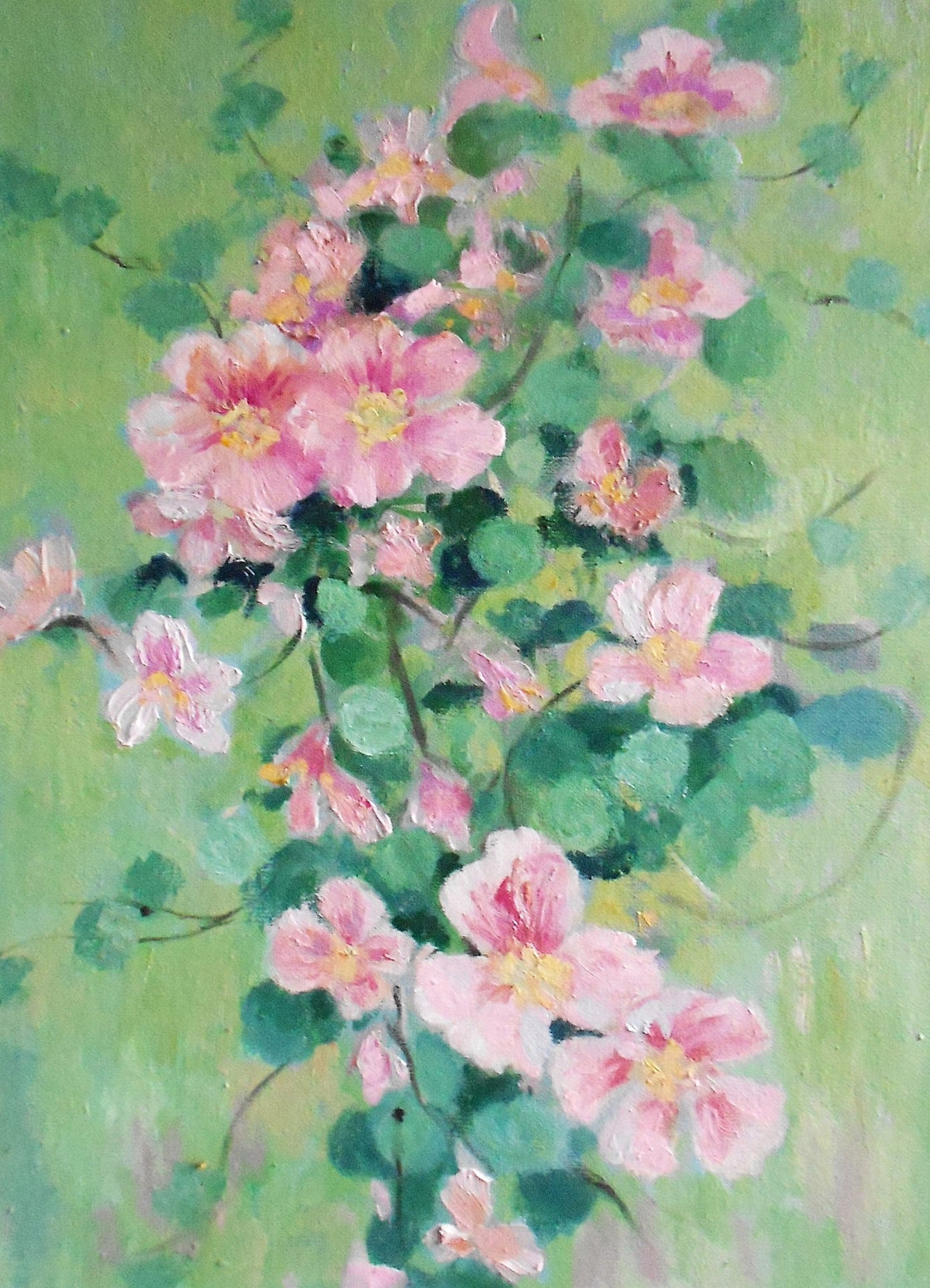 Pink Flowers Oil Painting on Canvas