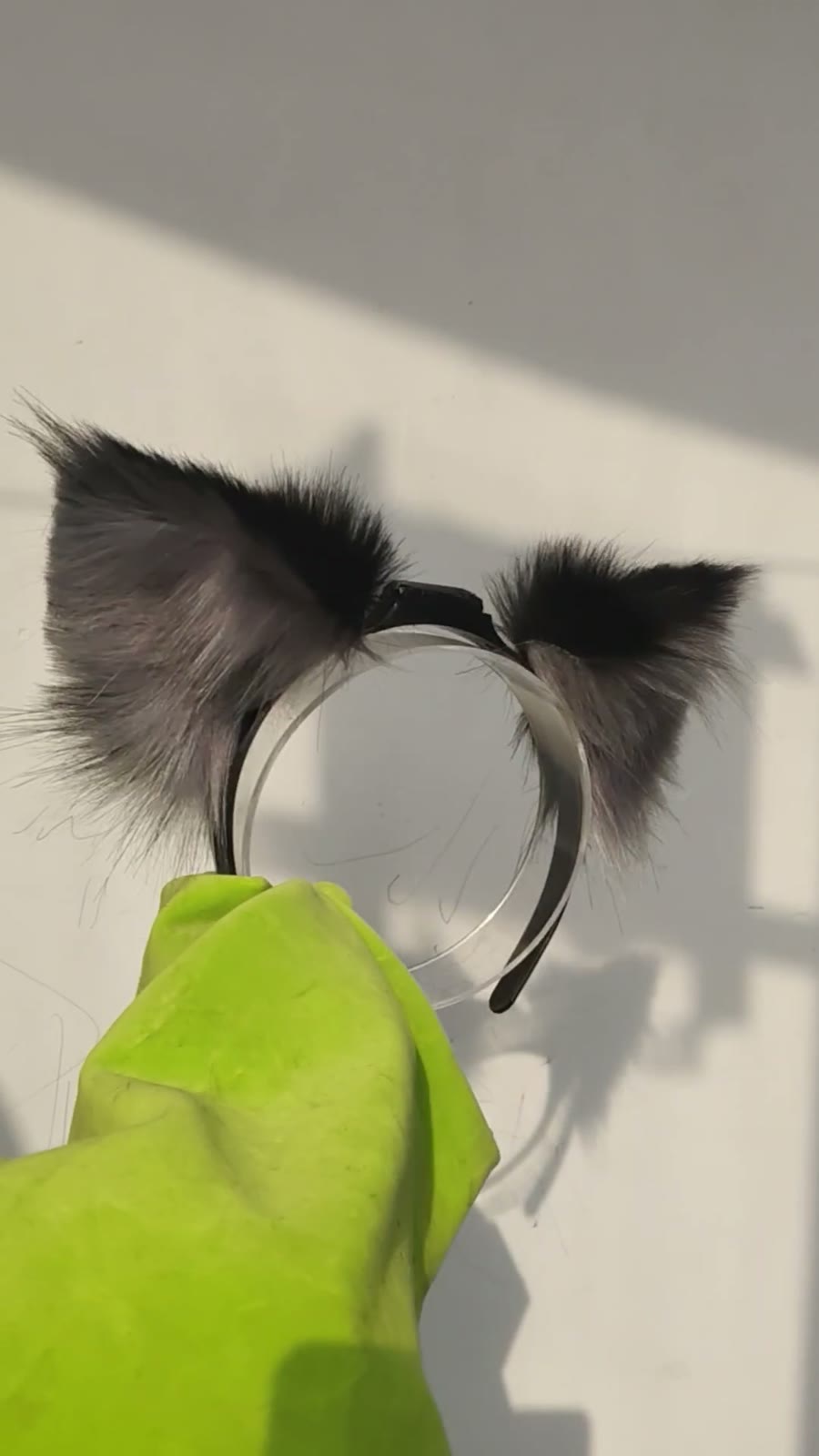 Motorized Cat Ears with Dark Gray Fur