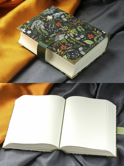 Floral Notebook with Metal Bird Clasp and 120gsm Blank Pages