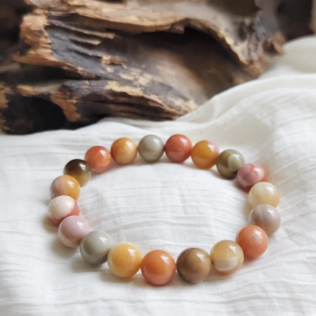 Braccialiale con perle in agata Alashan naturale 10mm