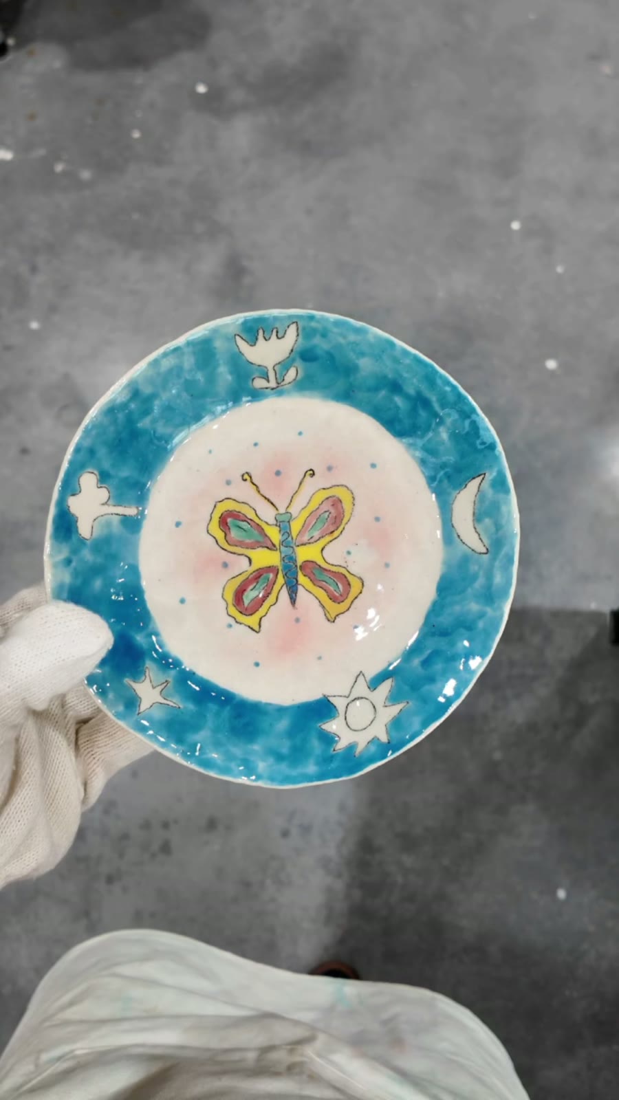 Handmade Ceramic Butterfly Star Blue Plate