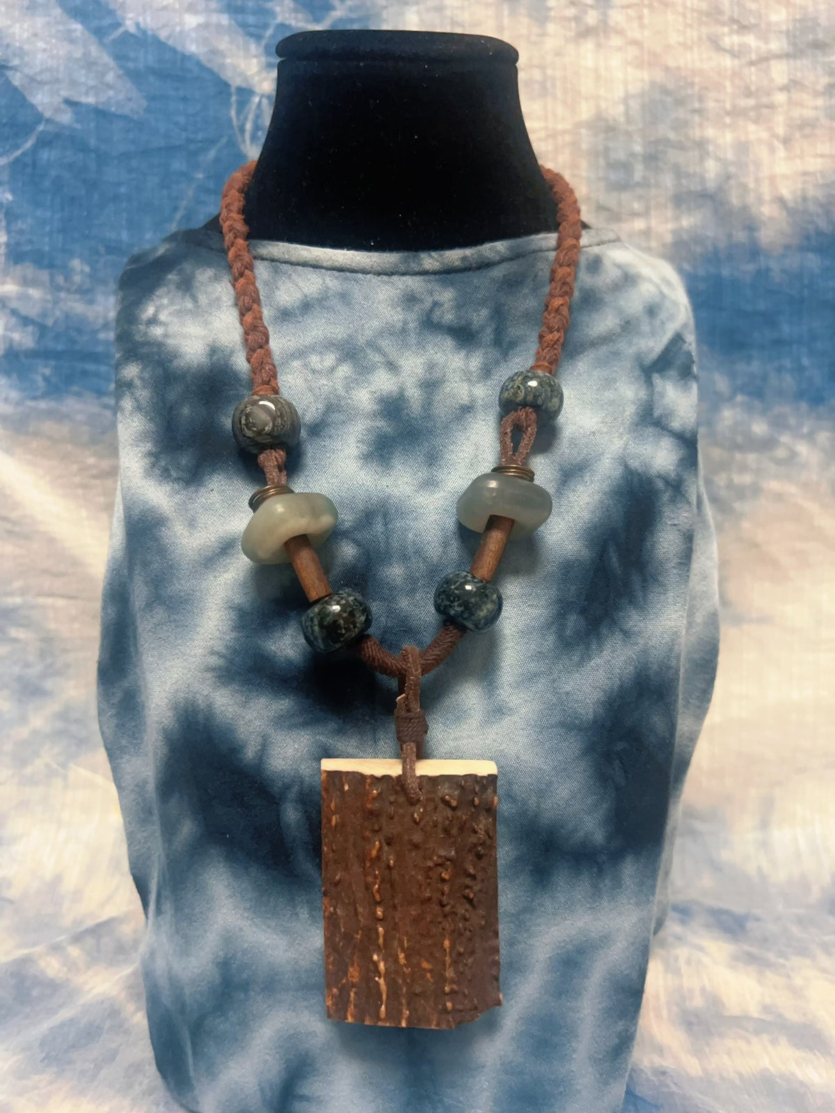 Handcrafted Antler Pendant Necklace with Jade