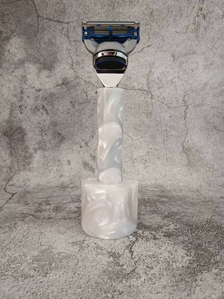 Handcrafted Aluminum Resin Razor with Stand