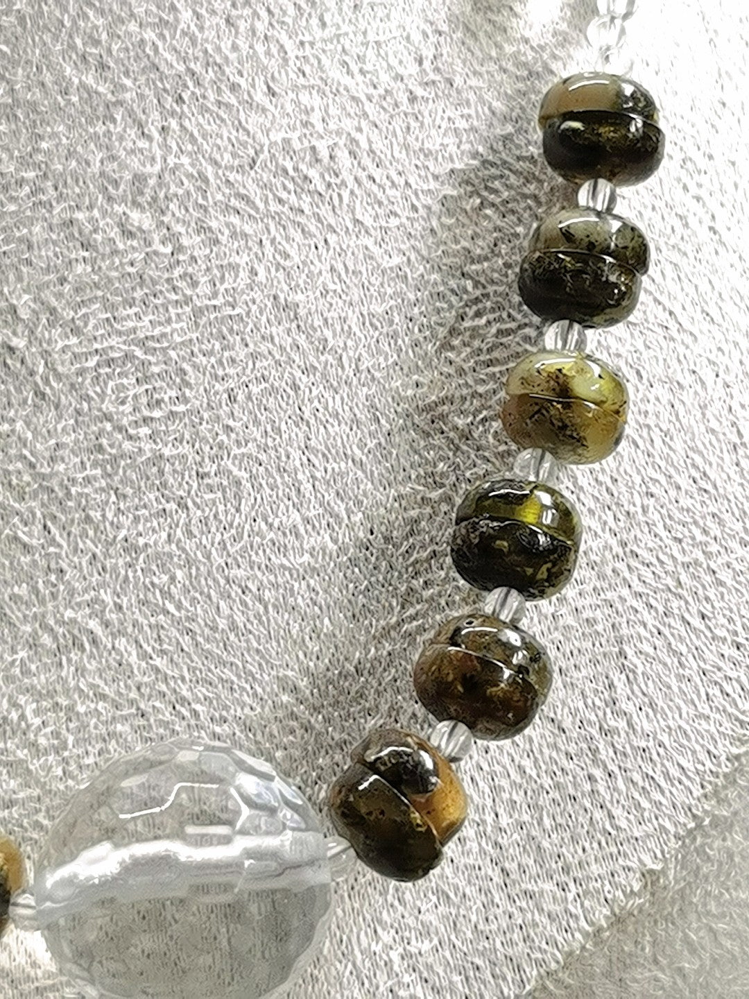 Natural Amber Honeycomb White Aze Crystal Necklace
